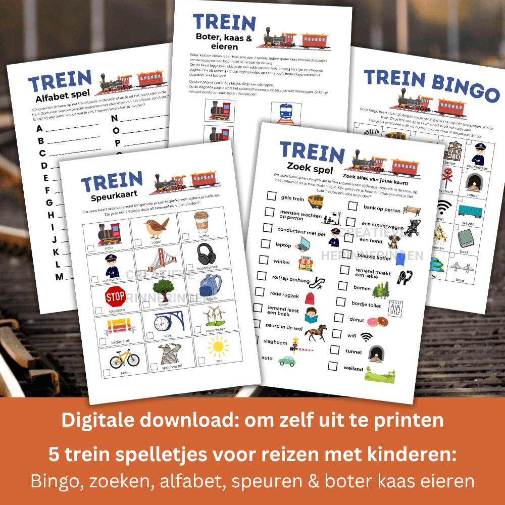 5 Afwisselende spellen voor kinderen in trein in bundel