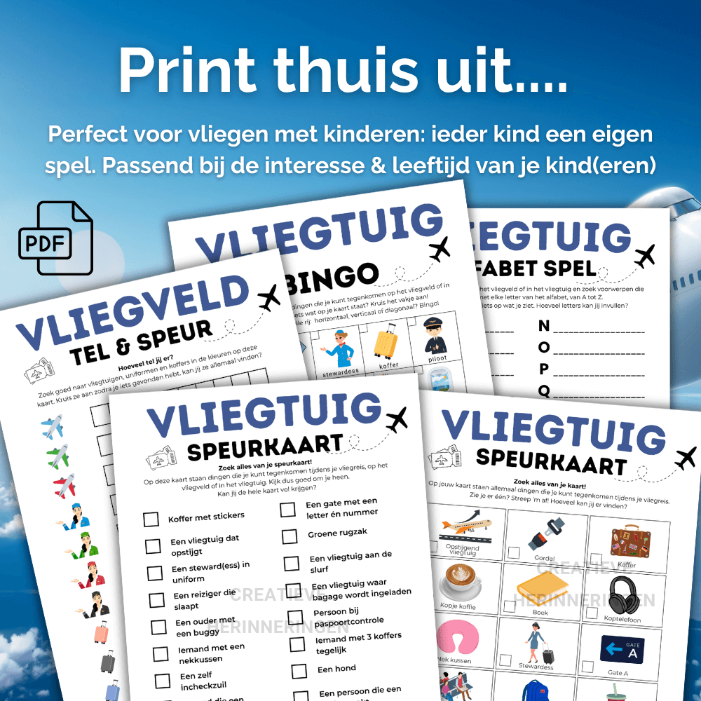 Offline spelletjes voor in het vliegtuig om te printen en spelen