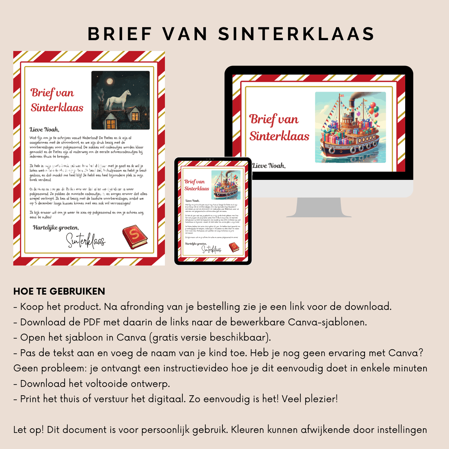 Brief van Sinterklaas sjabloon: eenvoudig te personaliseren voor elk kind
