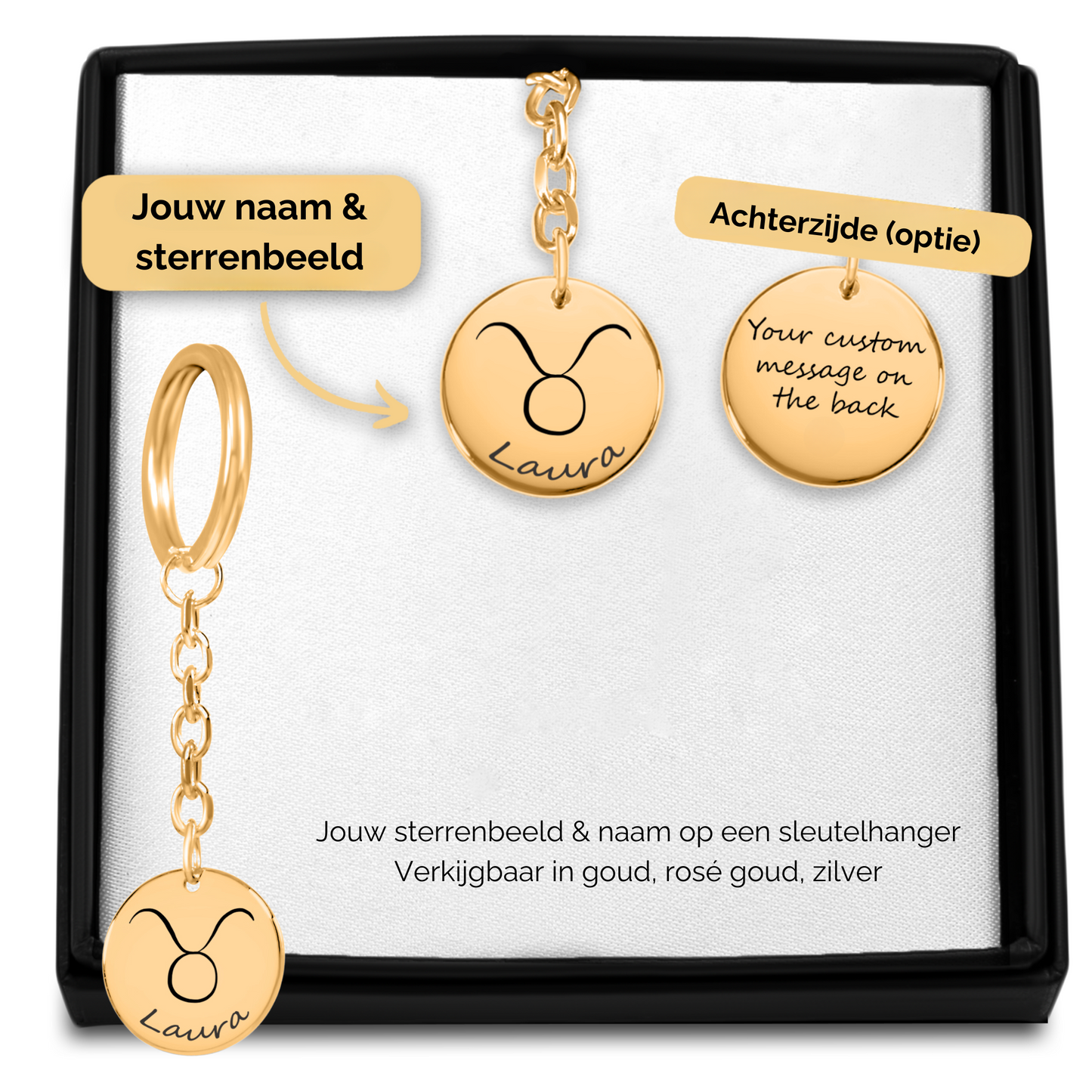 Sleutelhanger sterrenbeeld hanger met naam gegraveerd