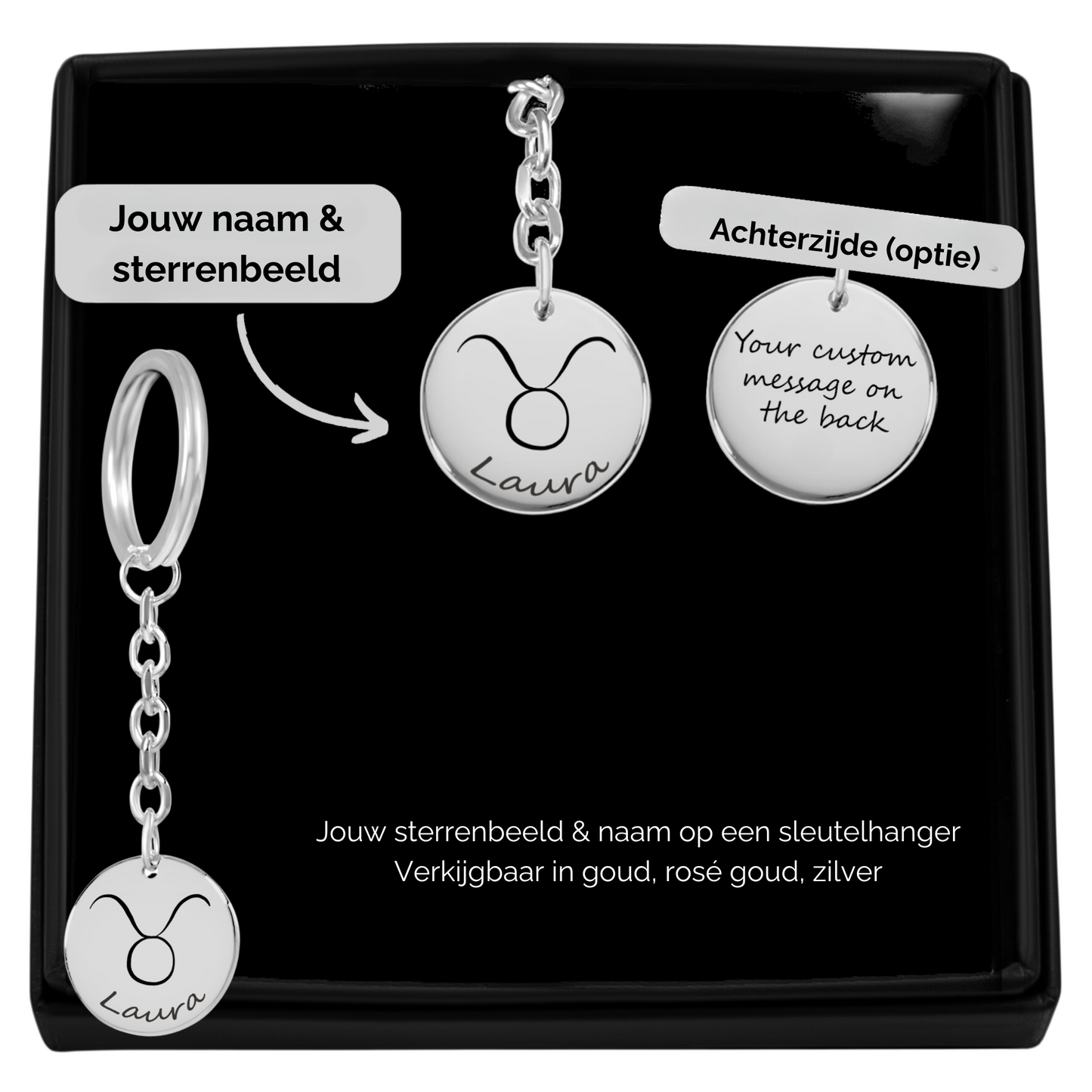 Sleutelhanger sterrenbeeld hanger met naam gegraveerd