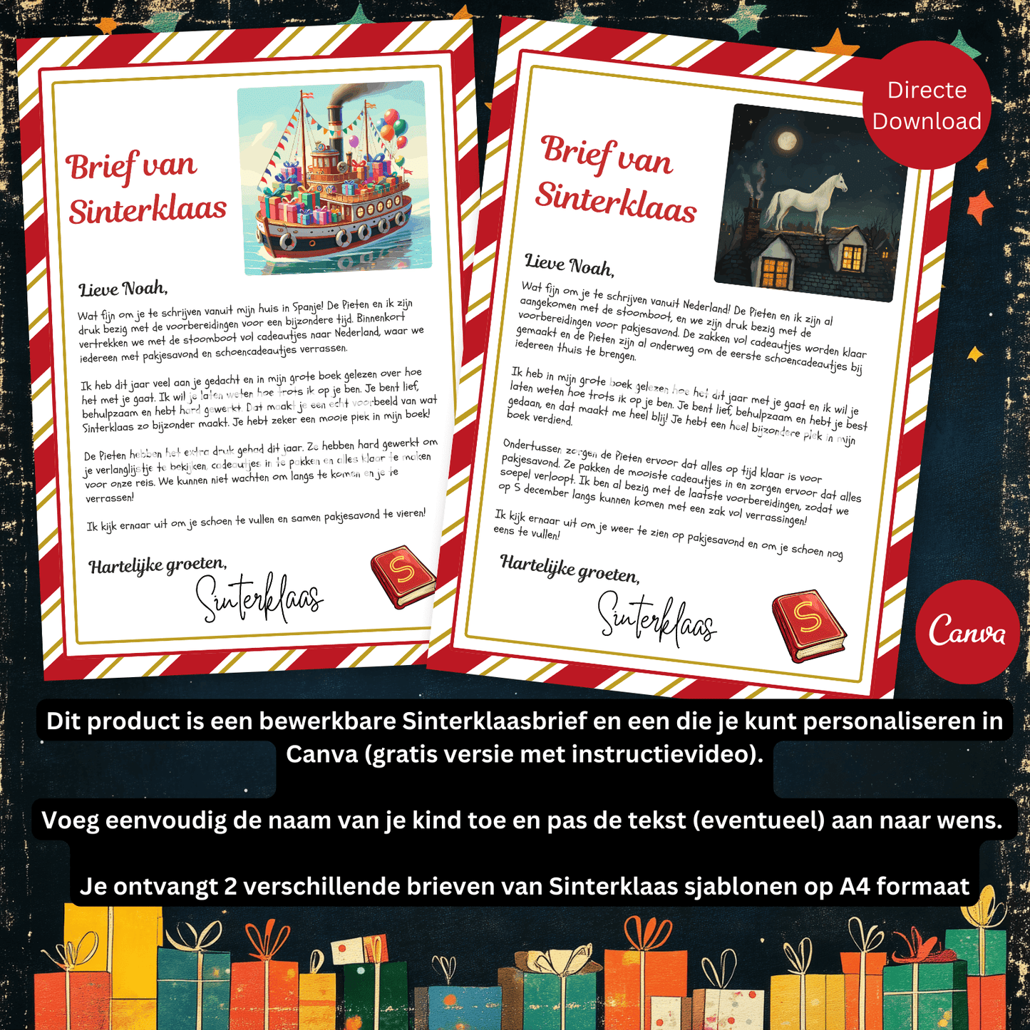 Brief van Sinterklaas sjabloon: eenvoudig te personaliseren voor elk kind