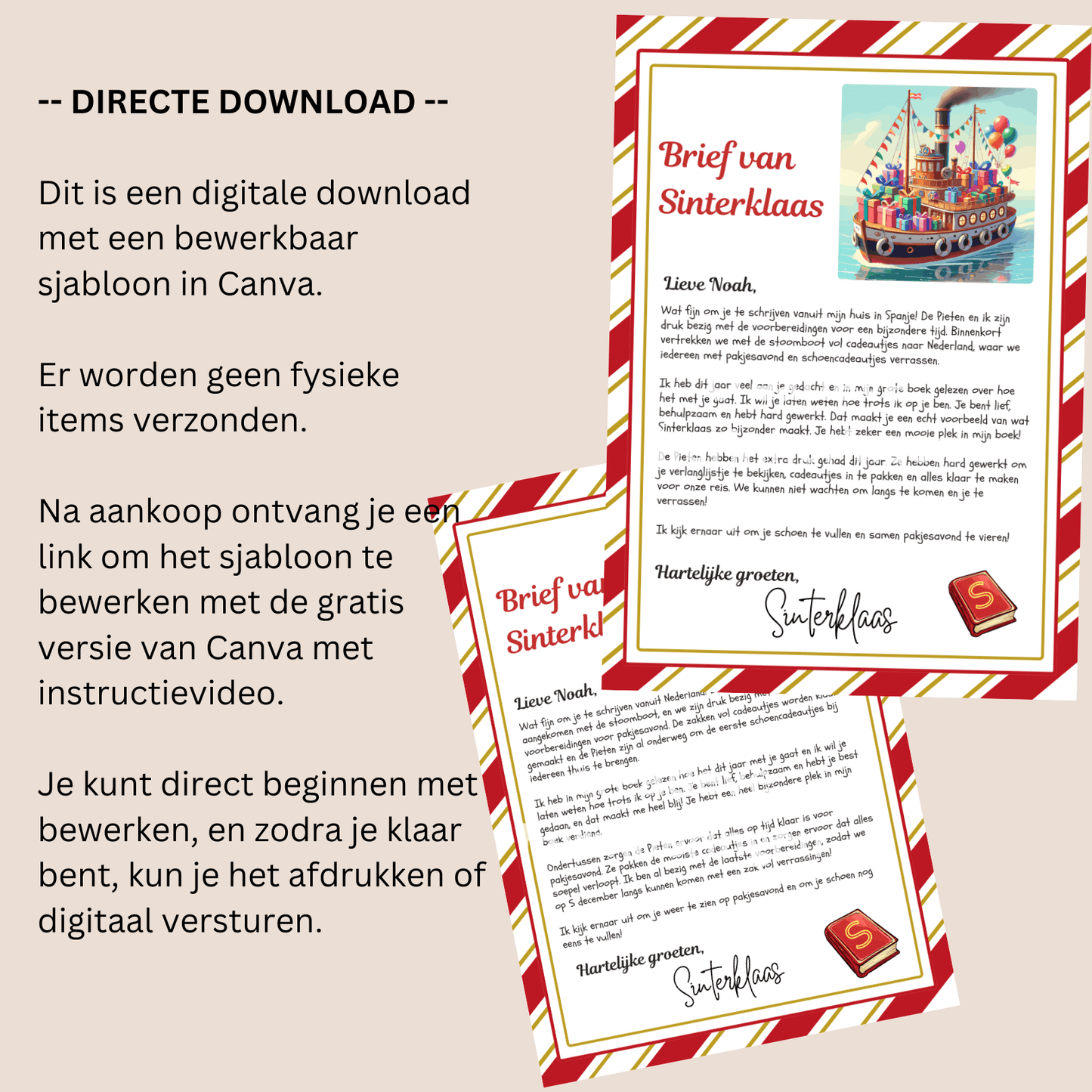Brief van Sinterklaas sjabloon: eenvoudig te personaliseren voor elk kind