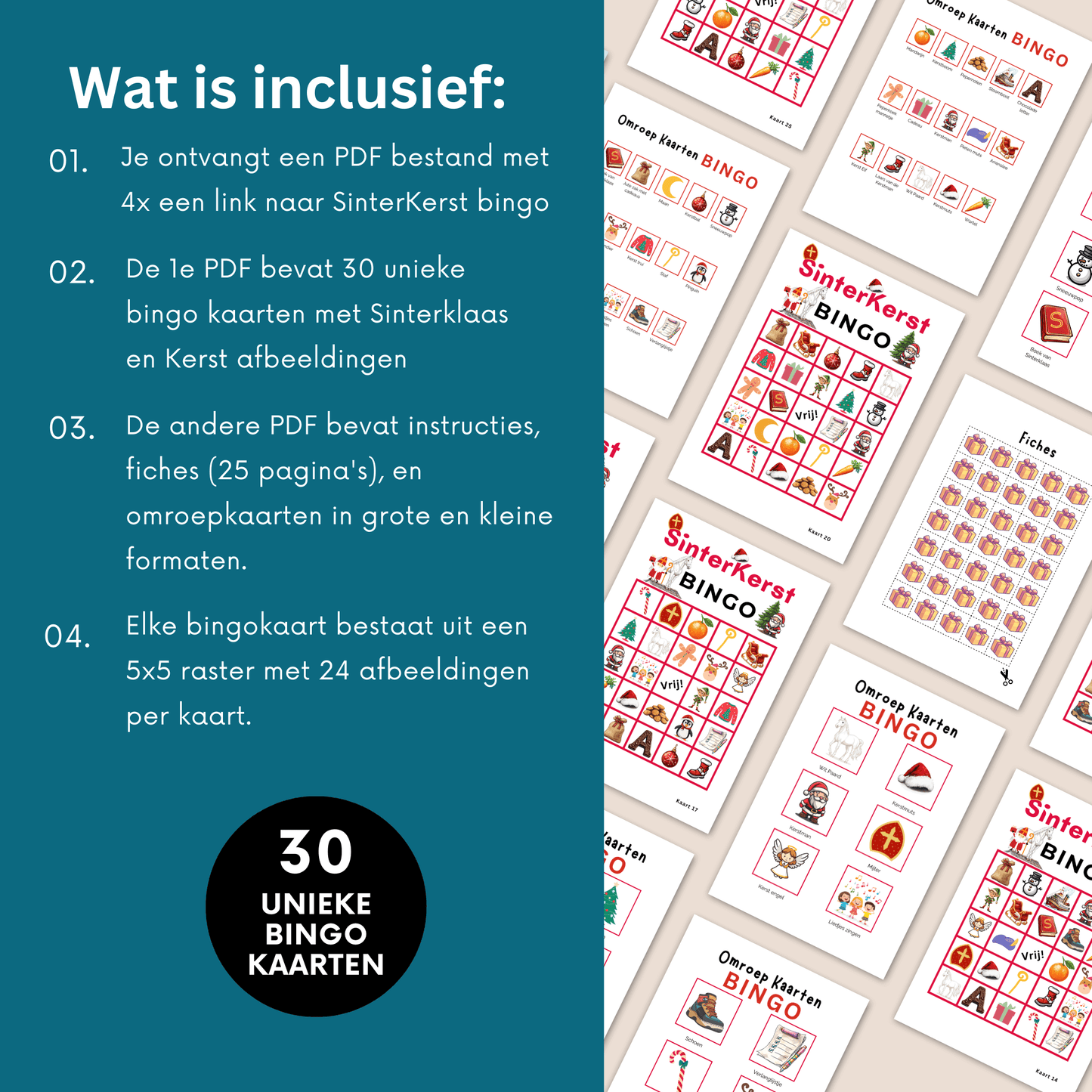 SinterKerst Bingo spel voor de leukste spelletjesavond! Digitale download