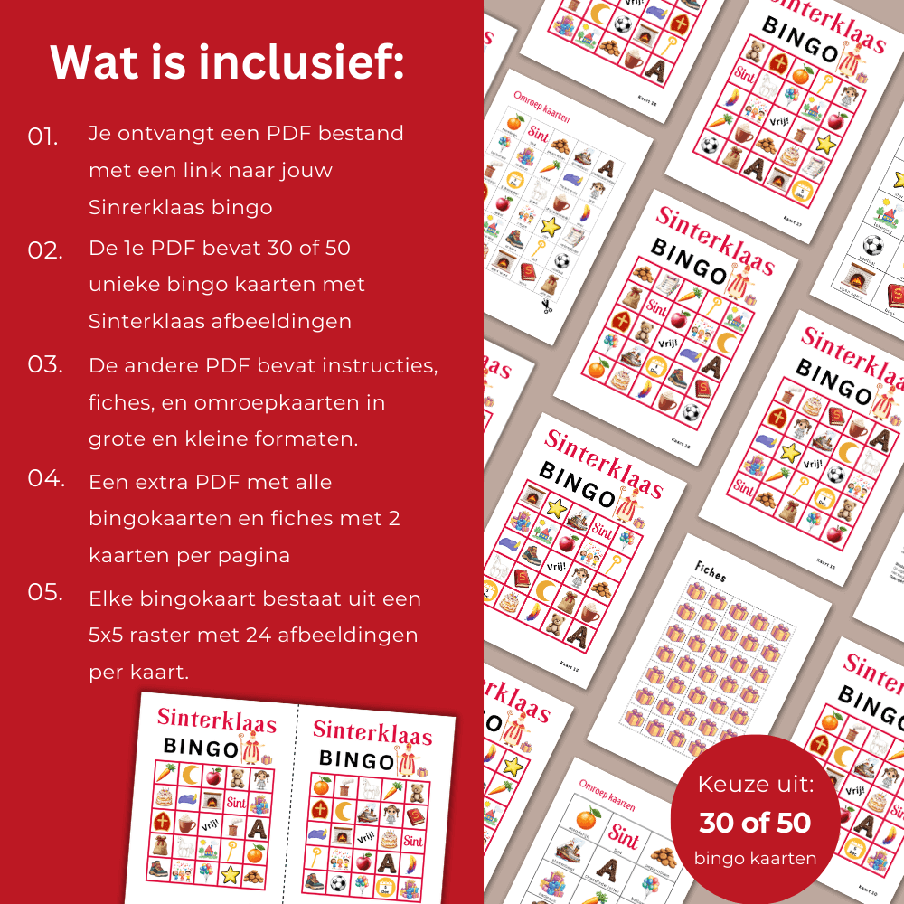 Sinterklaas bingo spelletjes om te spelen tijdens pakjesavond, met het gezin of vrienden