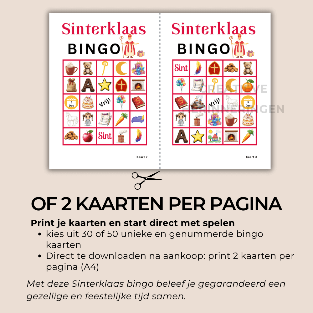 Sinterklaas spel voor volwassen wat leuk blijft is Sinterklaas bingo! Leuk voor iedere leeftijd. 30 of 50 kaarten