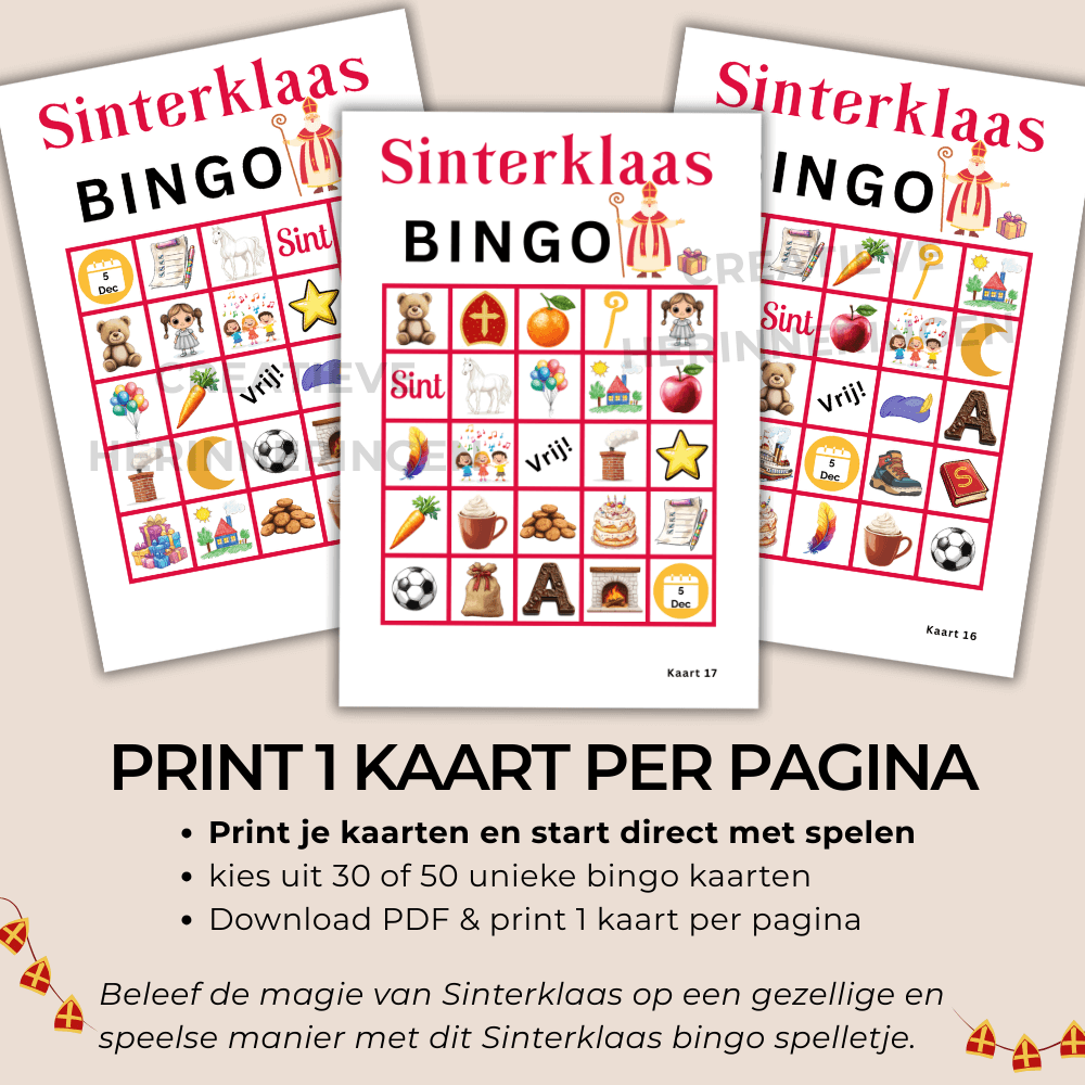 Sinterklaas spelletjes om tijdens Pakjesavond te spelen, kies voor Sinterklaas bingo en iedereen doet mee