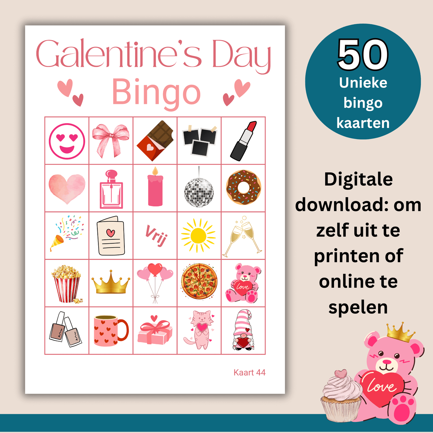 Vier Galentine met plezier: bingo om te printen voor vriendinnen (PDF)