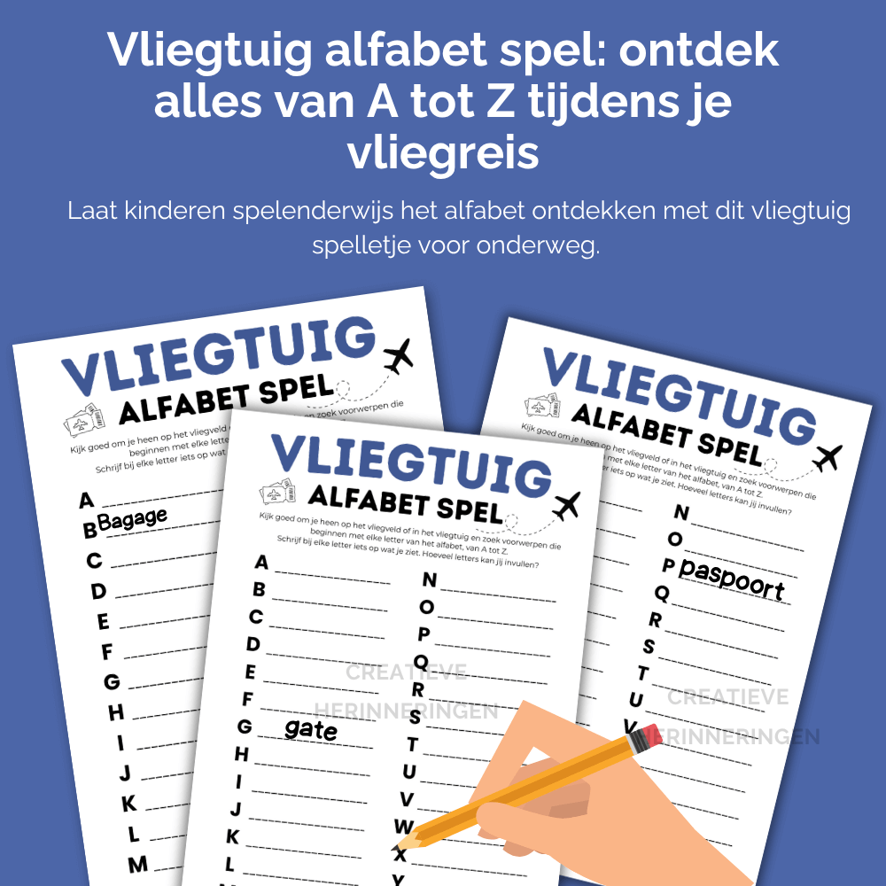 Educatief alfabet spelletje vliegtuig om onderweg te zoeken en te leren
