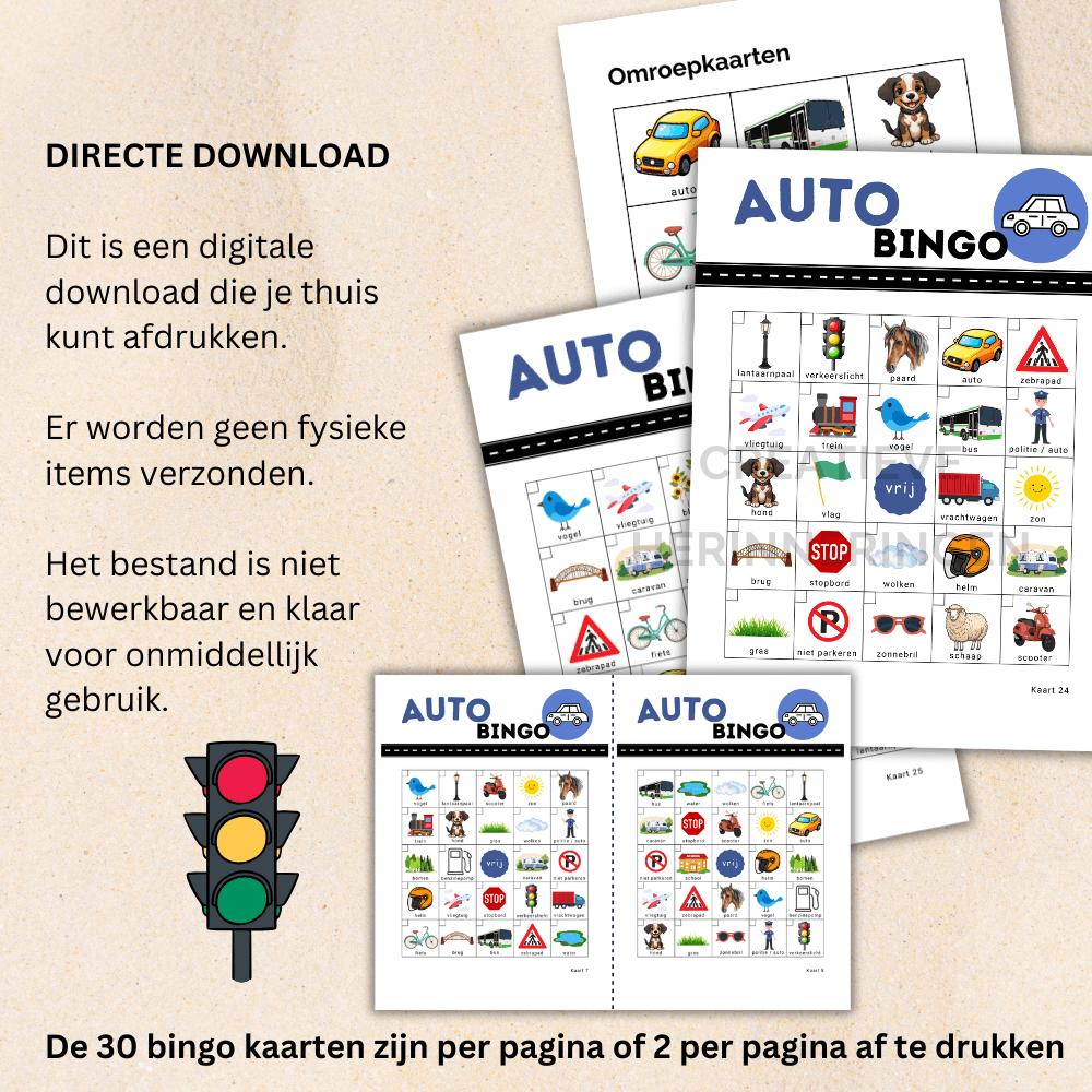 Auto bingo spel voor onderweg of op locatie, perfect voor gezinnen of vriendengroepen