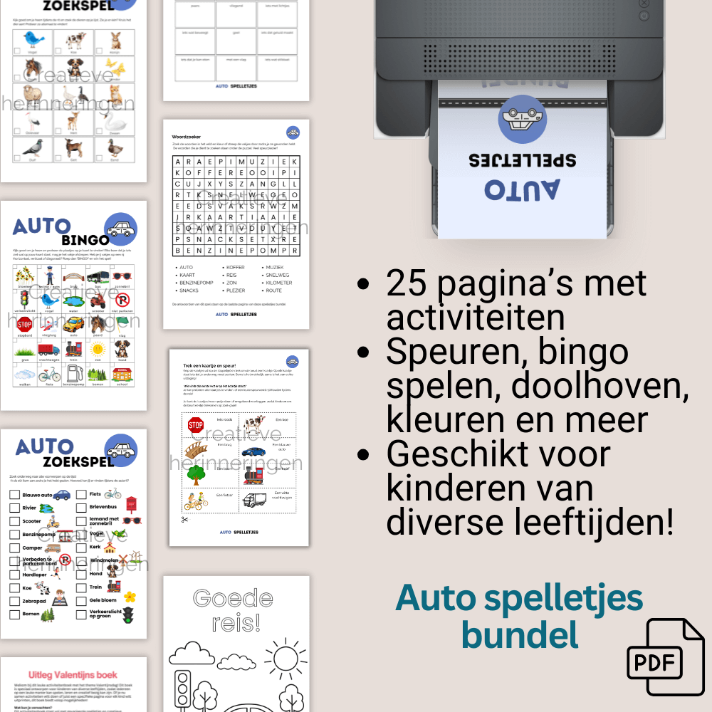 Uit te printen spelletjes auto’s voor kinderen van verschillende leeftijden