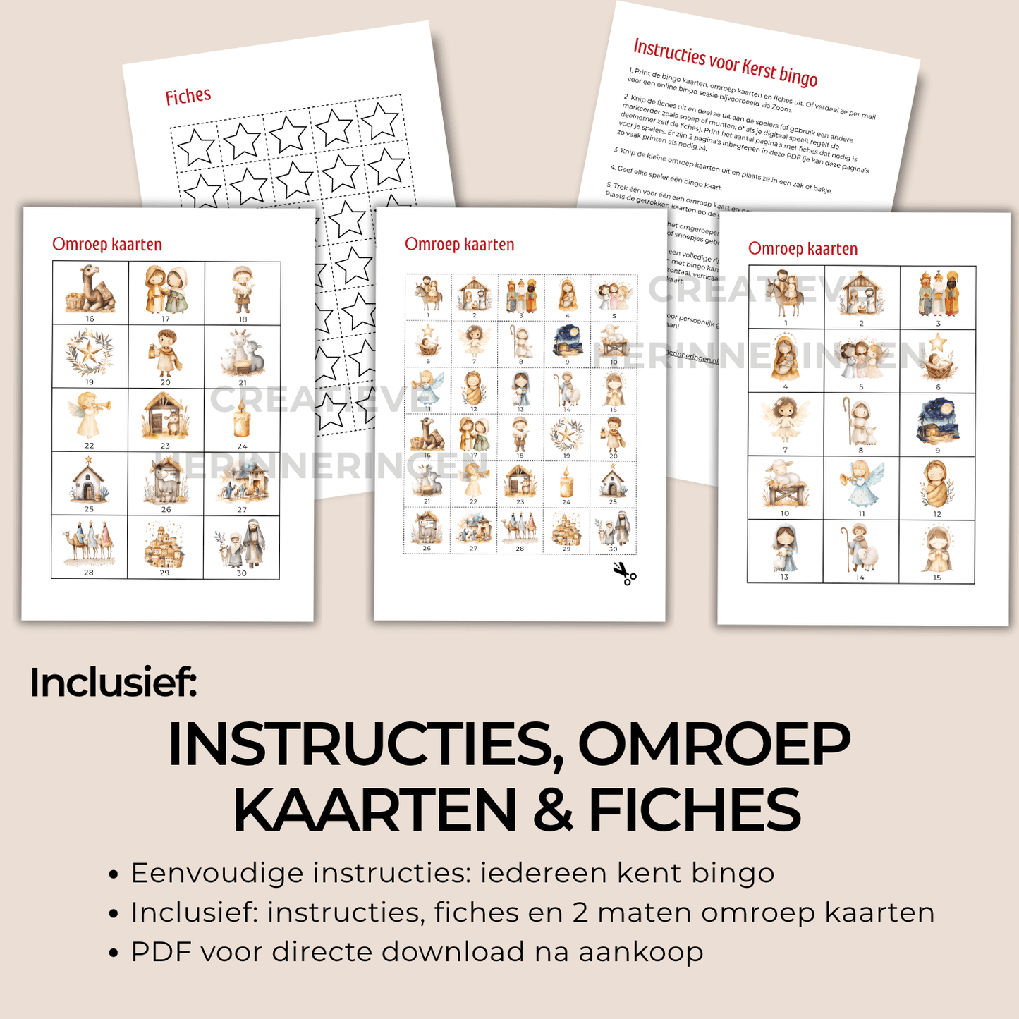 Kerstbingo verhaal – digitale download met bijbelse figuren