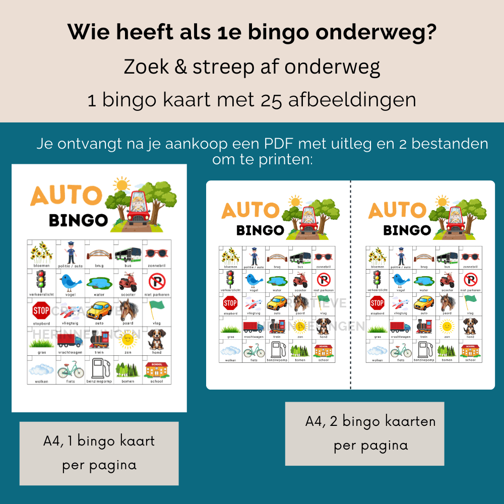 Auto spel waarmee je kinderen actief en vrolijk houdt onderweg naar een vakantie, pretpark of speeltuin