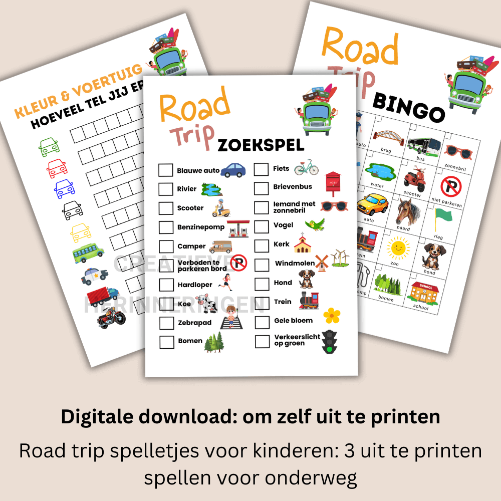 Vakantie road trip spellen voor kinderen zonder schermen