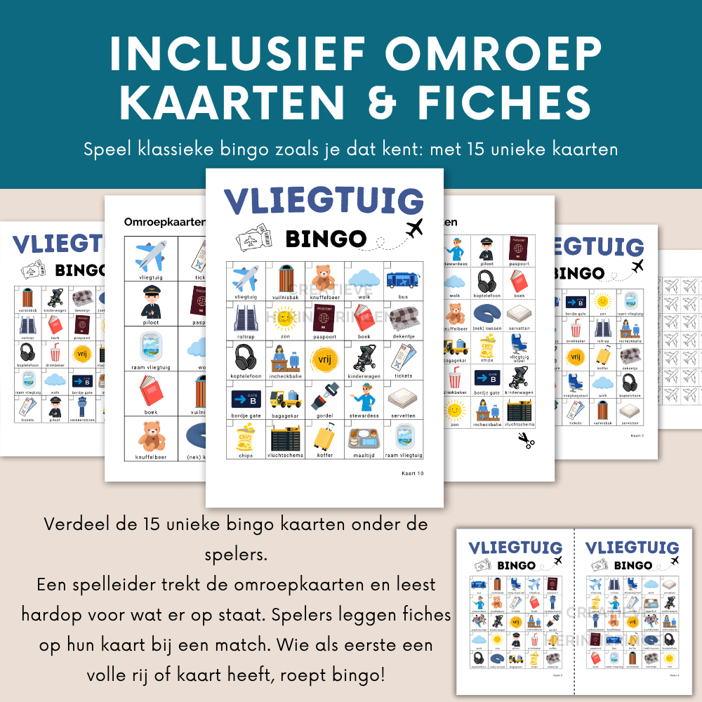 Speels vliegtuig bingo spel voor onderweg of thuis te spelen