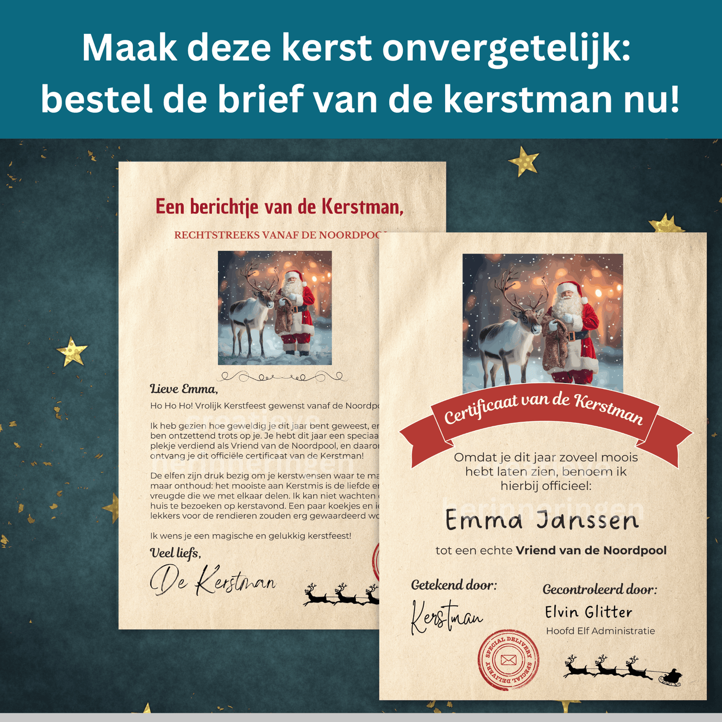 Brief van de Kerstman met naam van je kind (digitaal product)