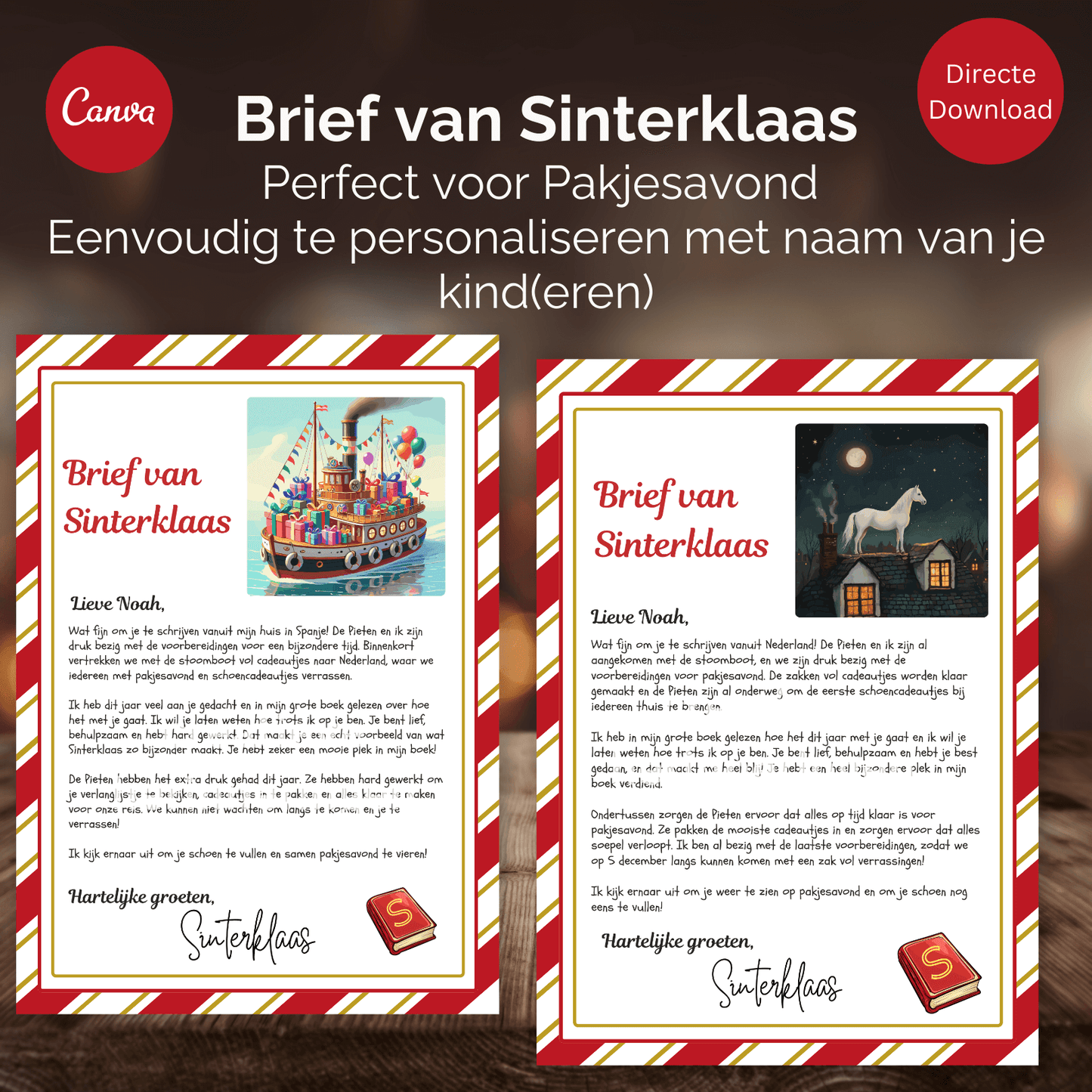 Brief van Sinterklaas sjabloon: eenvoudig te personaliseren voor elk kind
