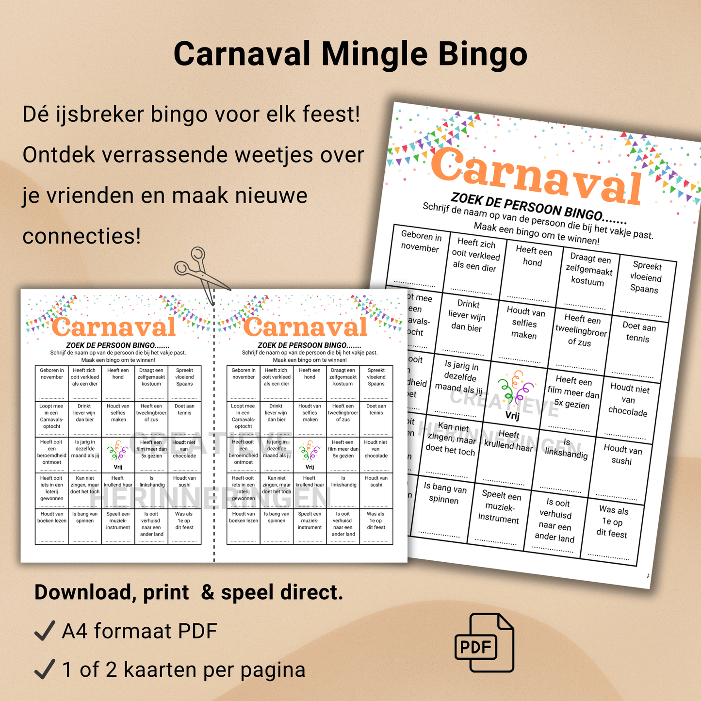 Leer elkaar kennen met de Carnaval Mingle Bingo
