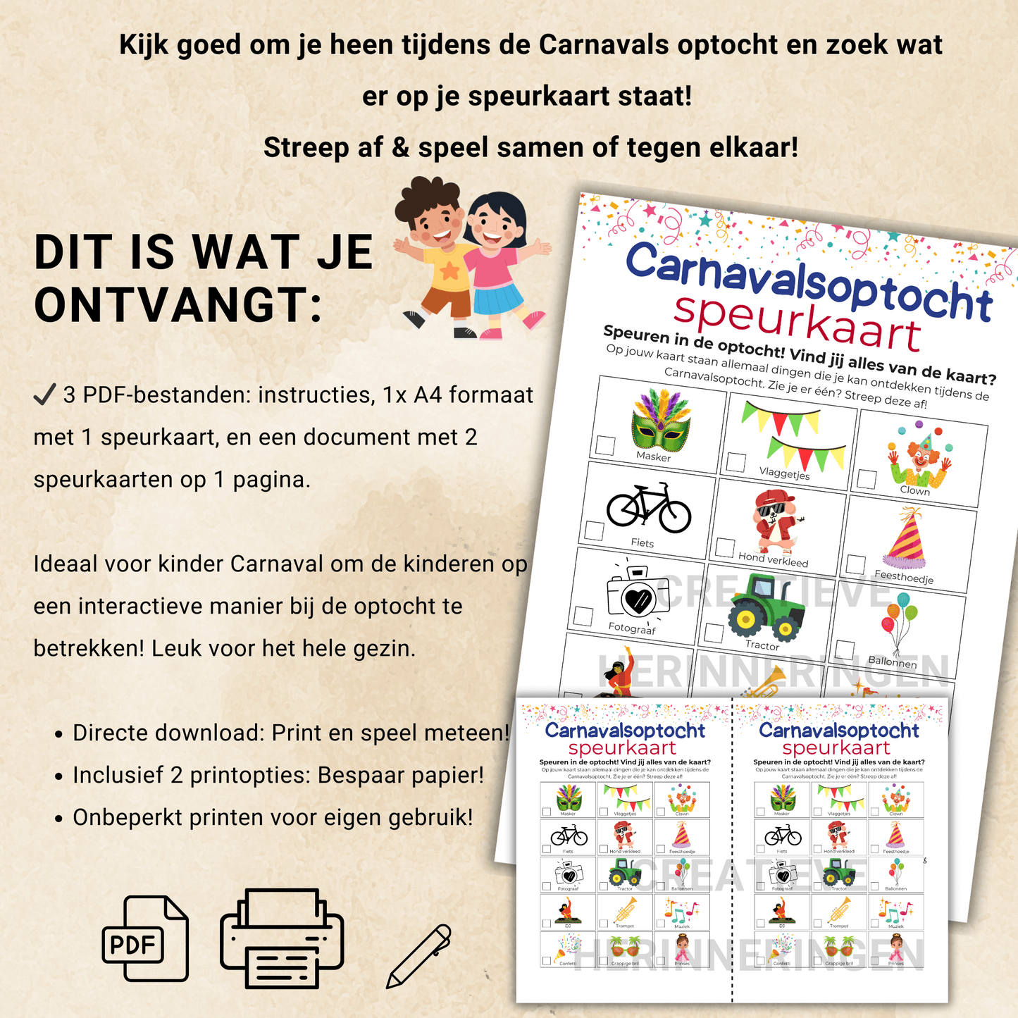 Print en speel mee met de speurkaart voor de Carnavals optocht.