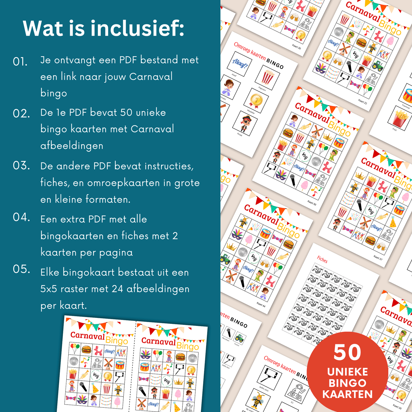 Carnavalsbingo downloaden – het leukste digitale bingo spel, te spelen tot 50 personen