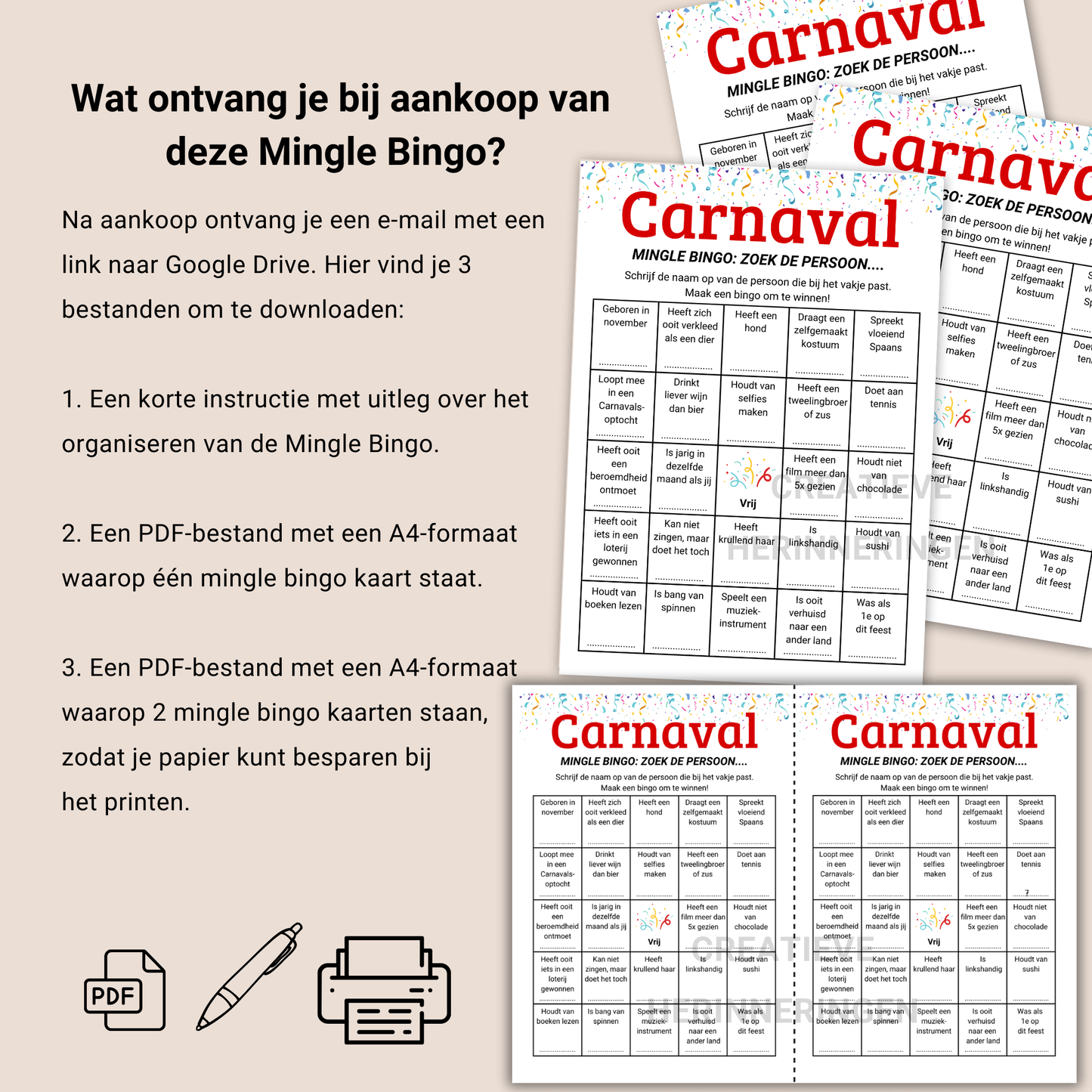 Carnavals Mingle Bingo – een quiz en bingo in één