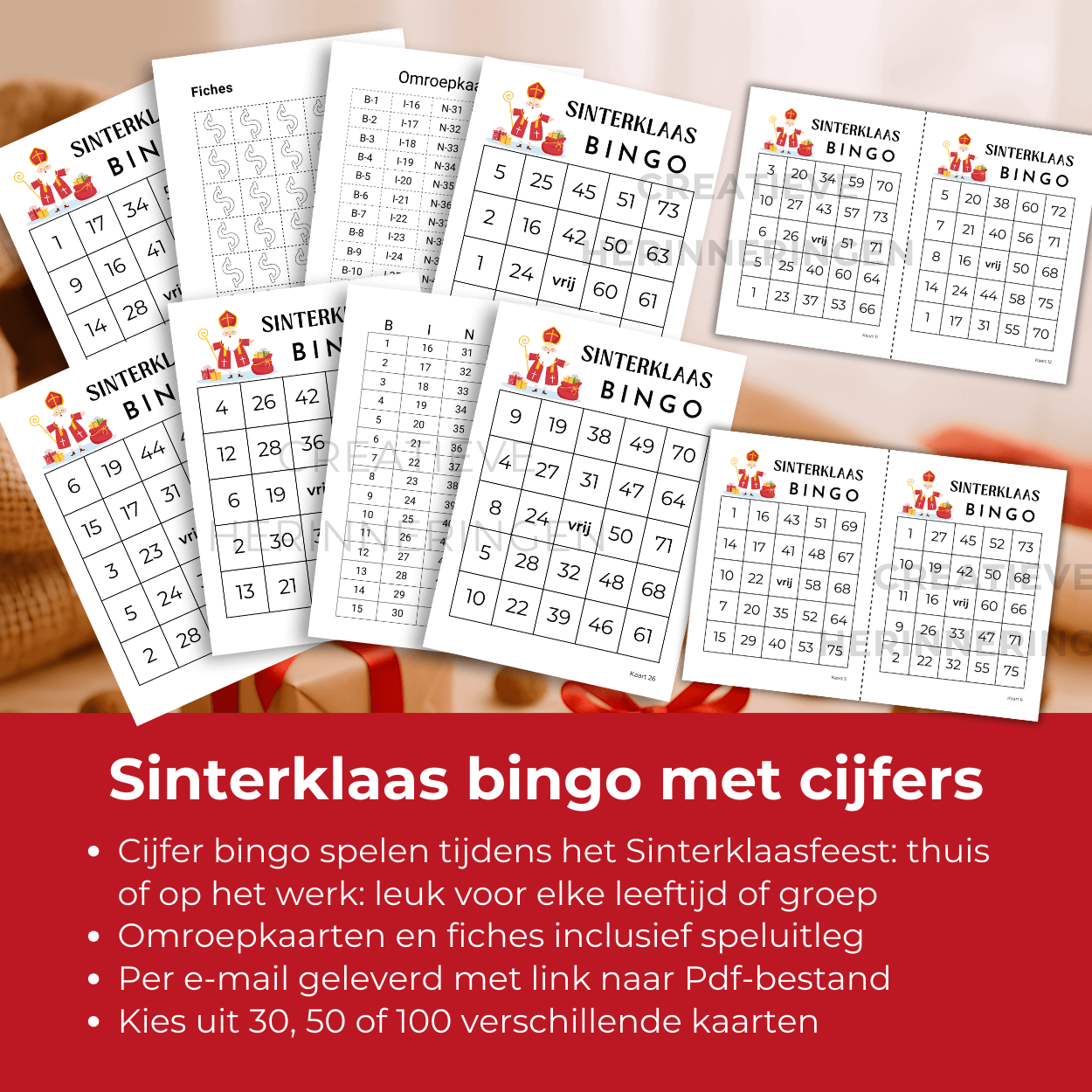 Feestelijke Sinterklaas bingo met cijfers, leuk voor iedereen