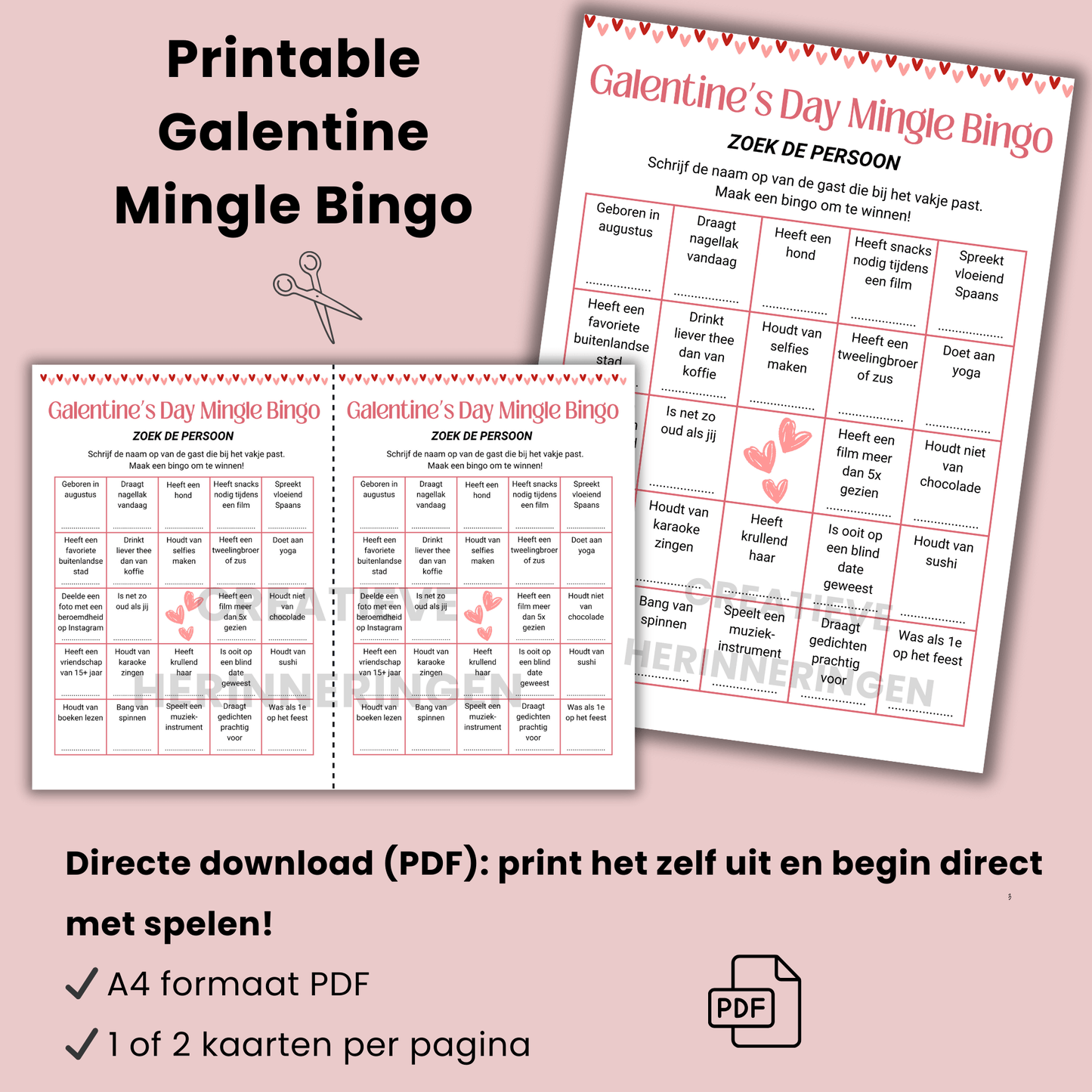 Galentine Mingle Bingo PDF: verbind en geniet met je vriendinnen
