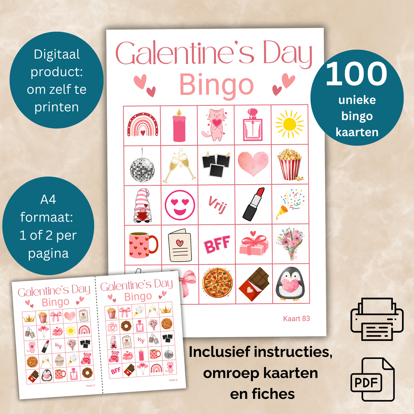 Digitale Galentine's Day bingo, perfect voor vriendinnen