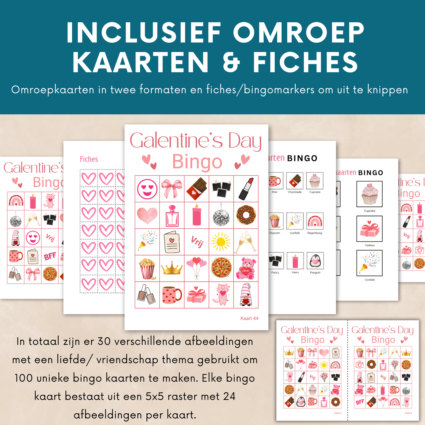 Organiseer een digitale bingo avond voor Galentine's Day (PDF)
