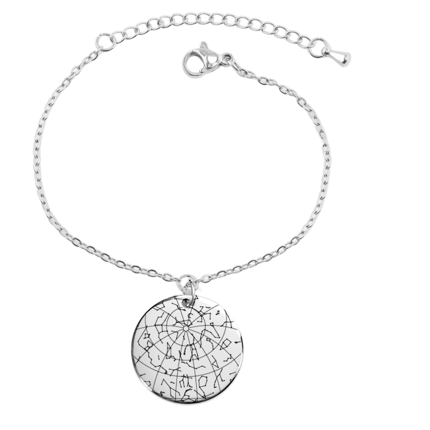 Gepersonaliseerde armband met sterrenkaart van stand sterren datum en locatie