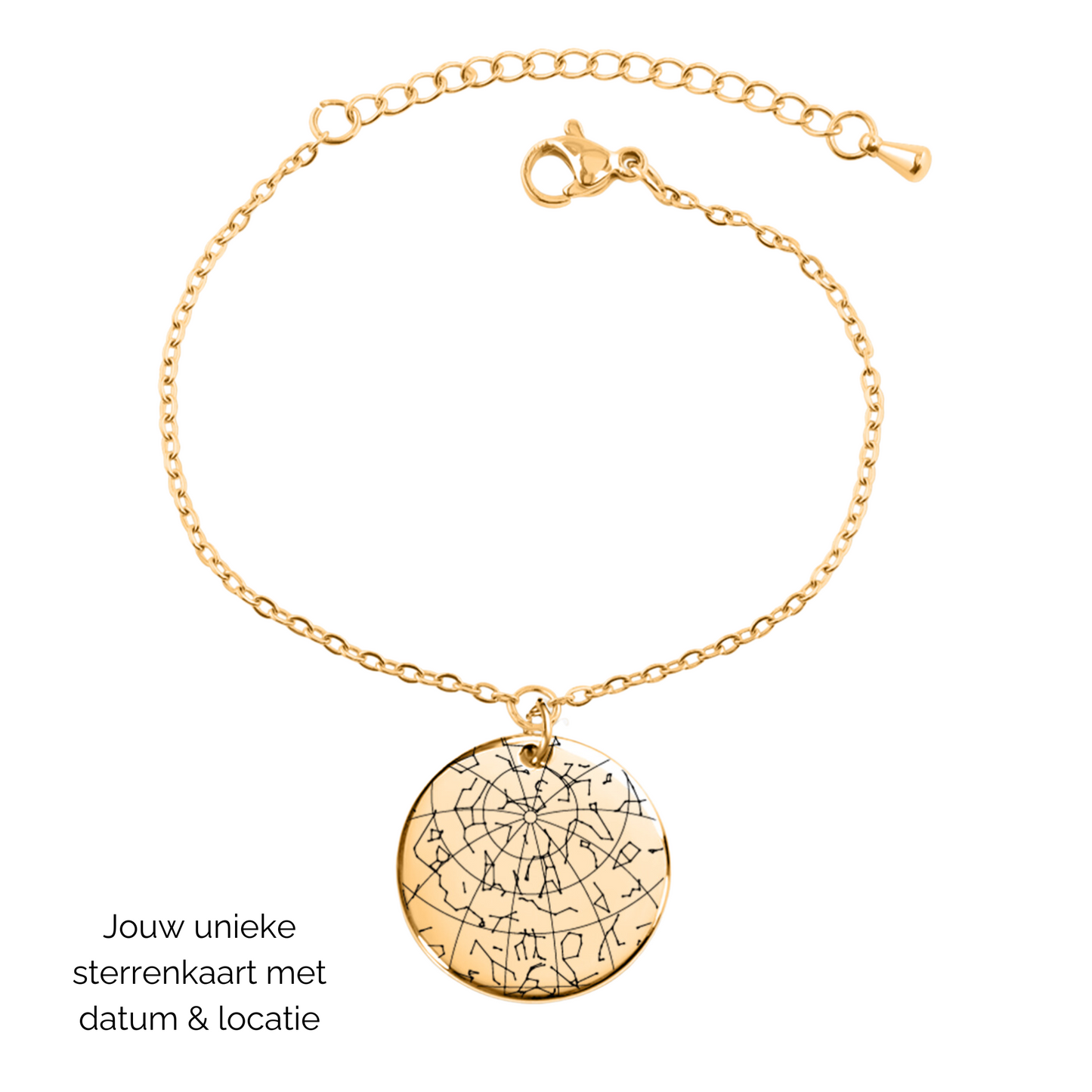 Gepersonaliseerde armband met sterrenkaart van stand sterren datum en locatie