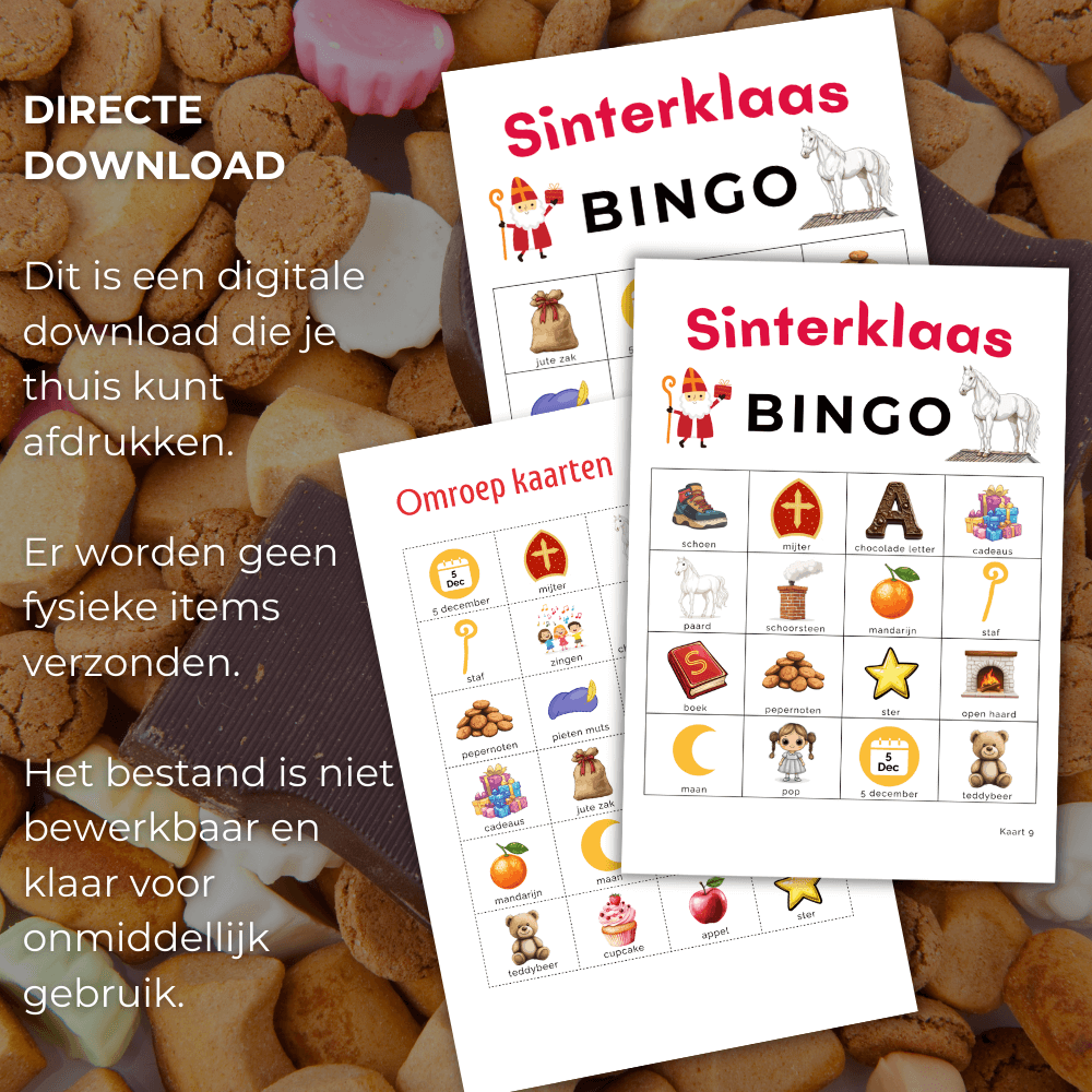 Gezellig Sinterklaas spel voor kinderen en kleuters: speel Sinterklaas bingo
