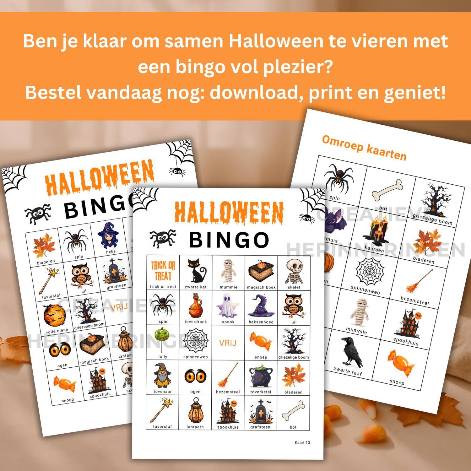 Vier Halloween met deze Halloween bingo, het leukste spelletje