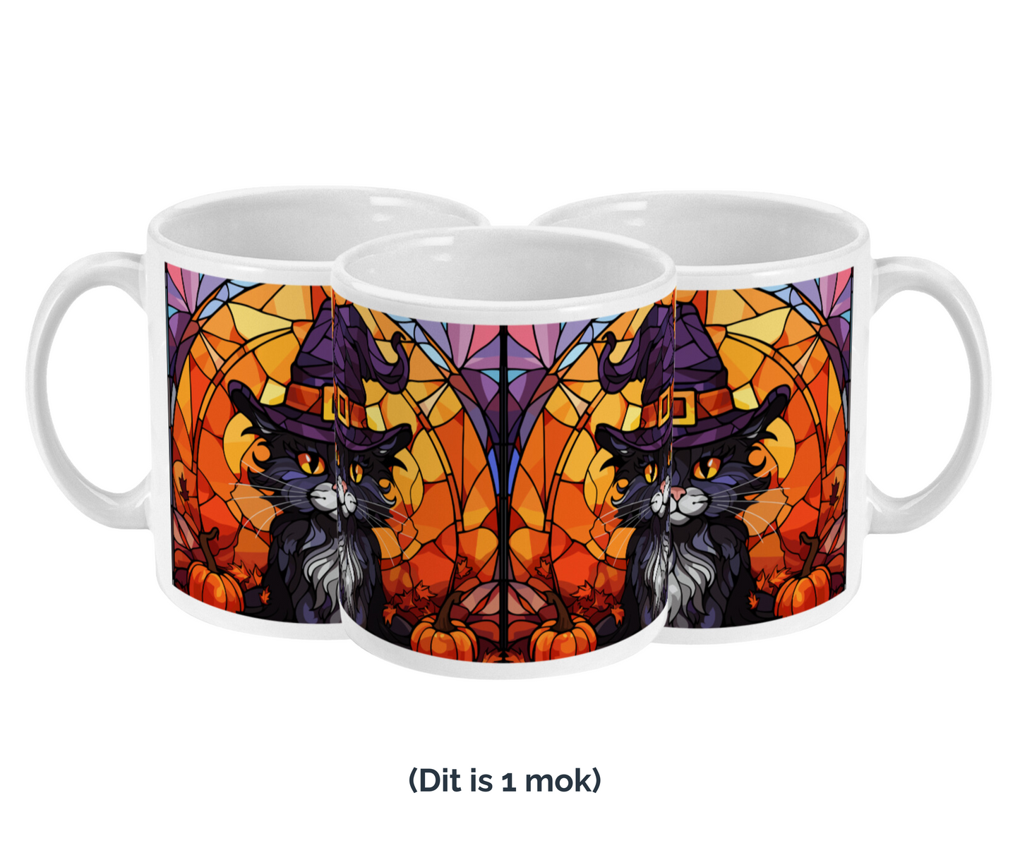 Mok halloween met halloween kat met hoed