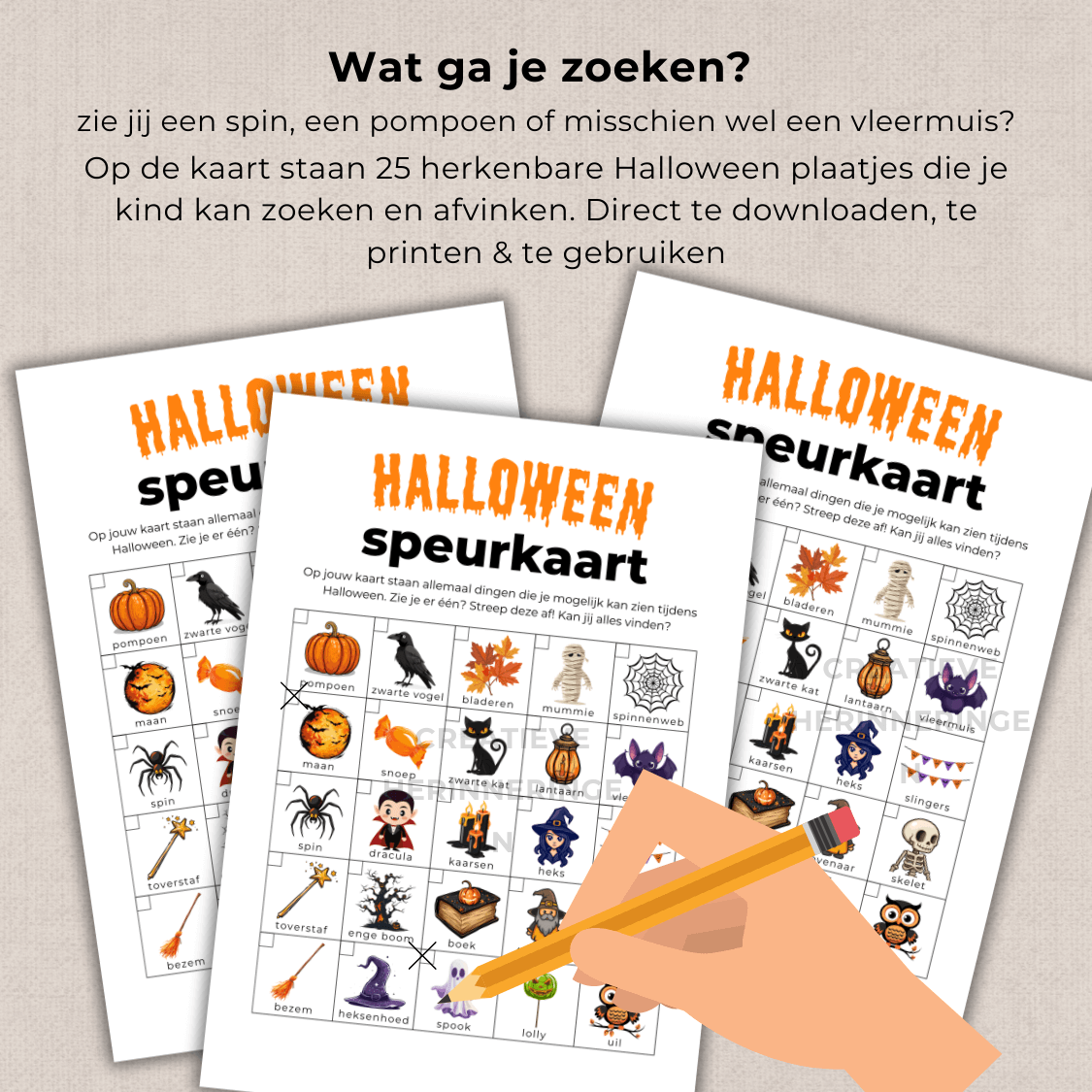 PDF kaart voor Halloween speurtocht met kinderen, leuk als Halloween spel buiten en binnen
