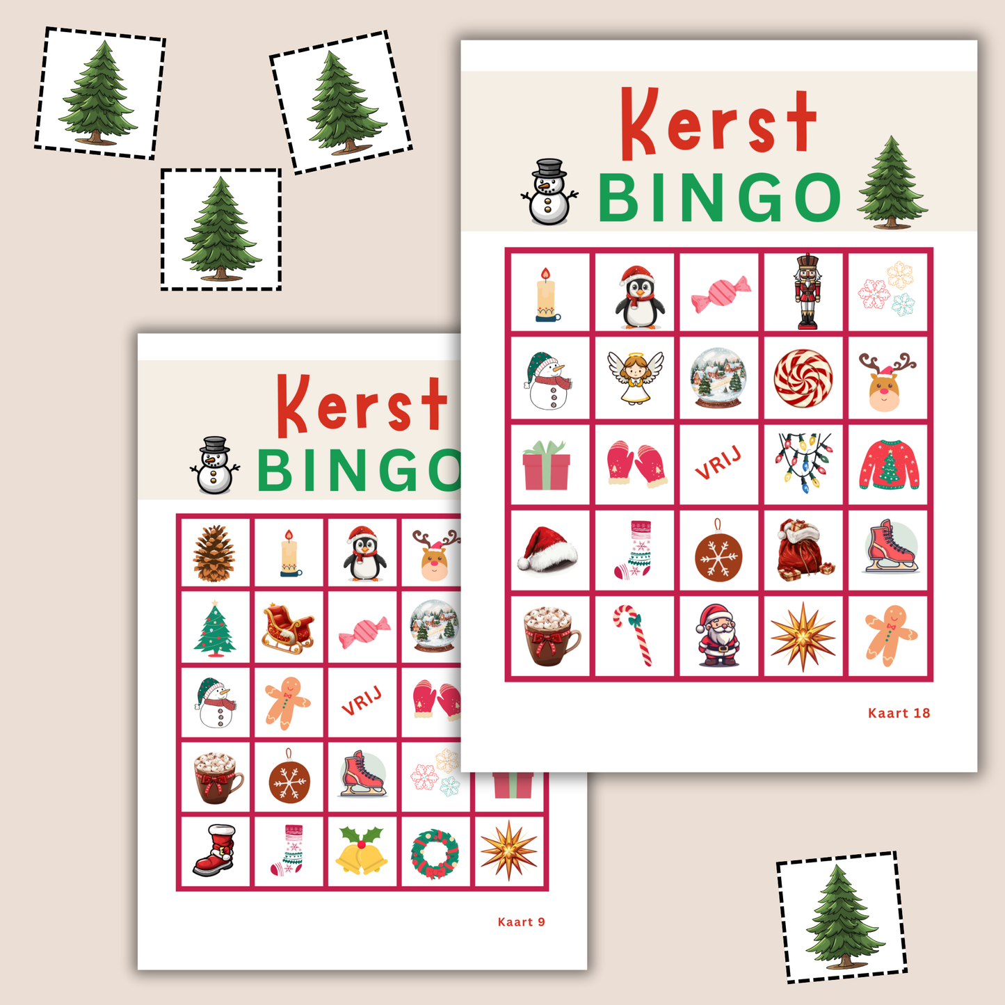 Kerst spelletjes: kerst bingo met plaatjes voor jong en oud (digitale download)