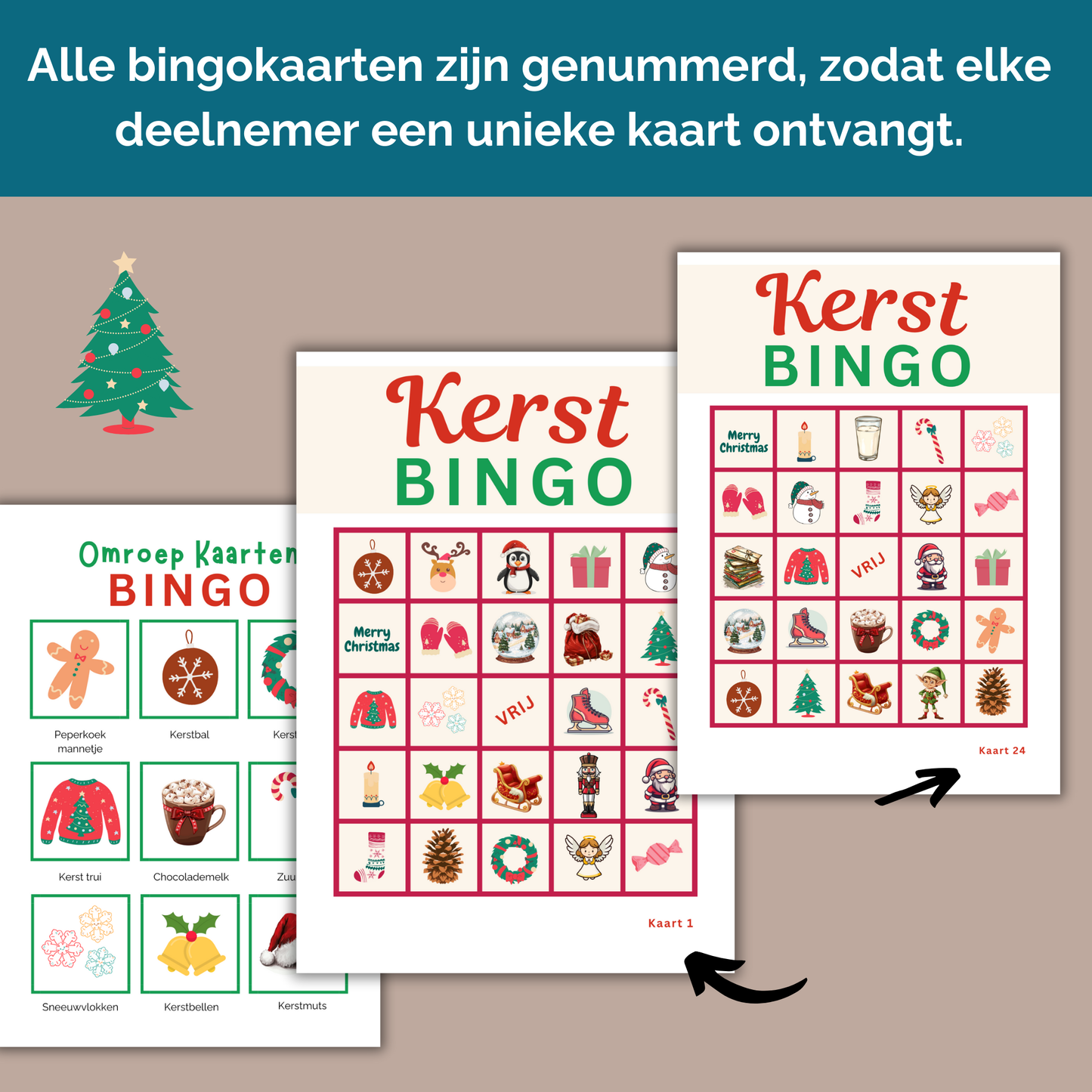 Kerstbingo, om online bingo te spelen of kerstbingo kaarten printen (PDF)