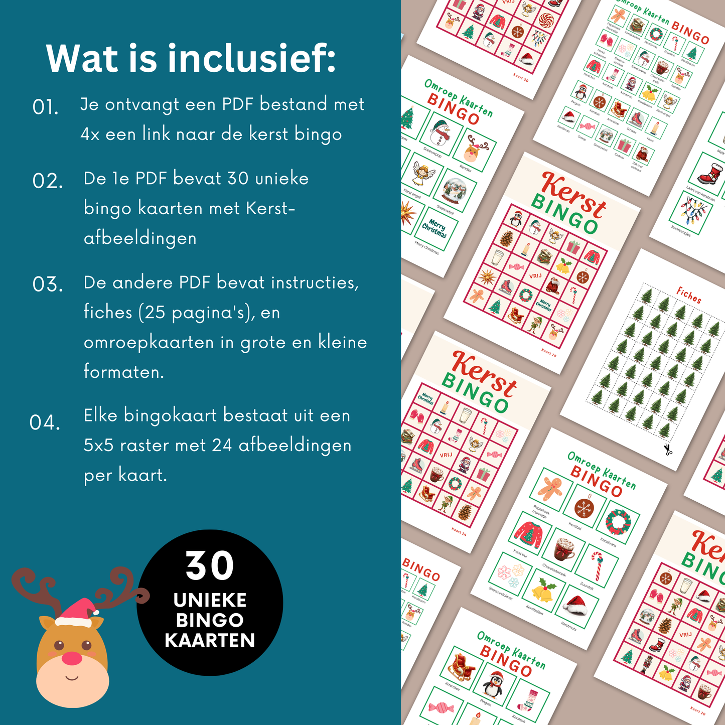 Kerstbingo, om online bingo te spelen of kerstbingo kaarten printen (PDF)