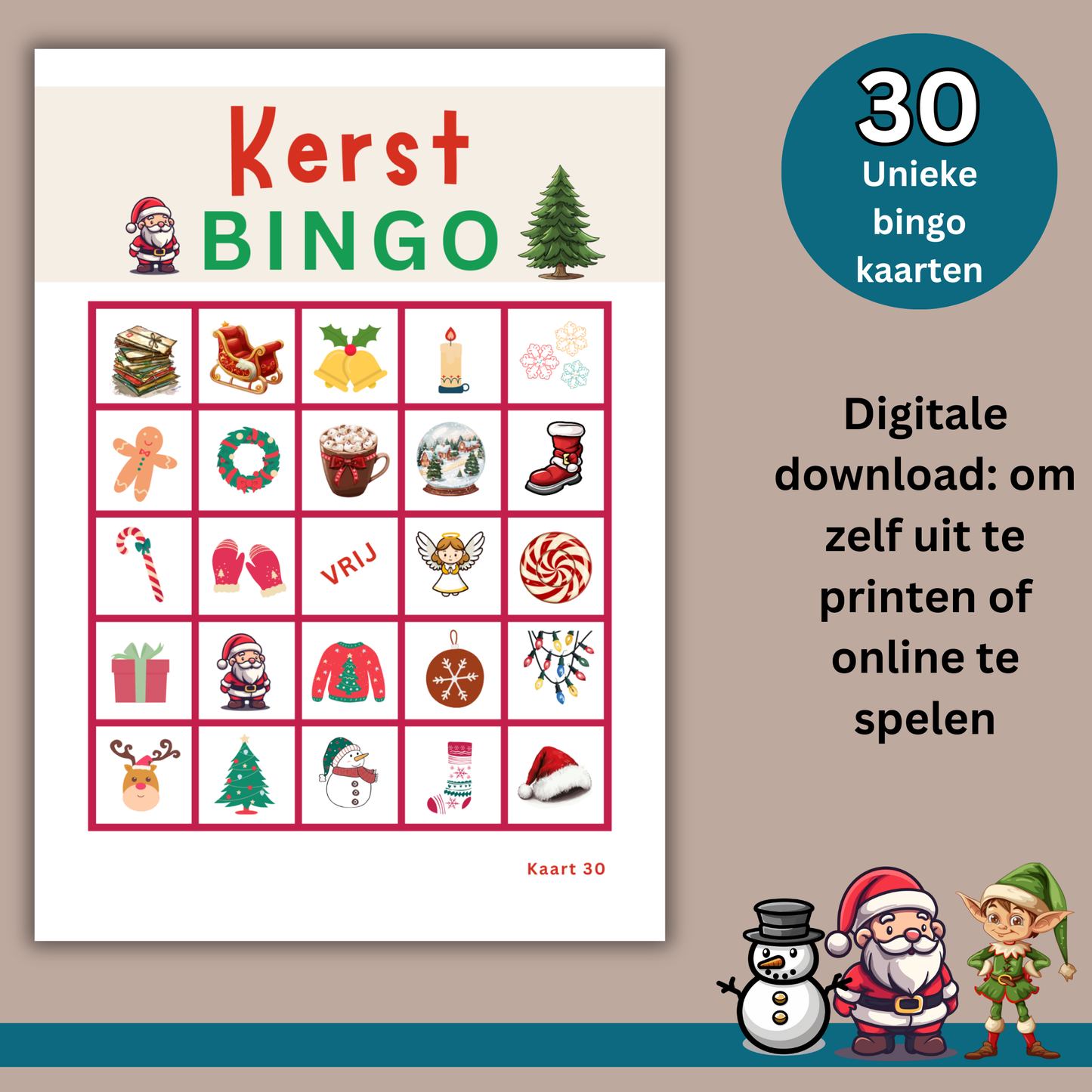 Kerstmis bingo: printbare kaarten of speel online met vrienden of familie