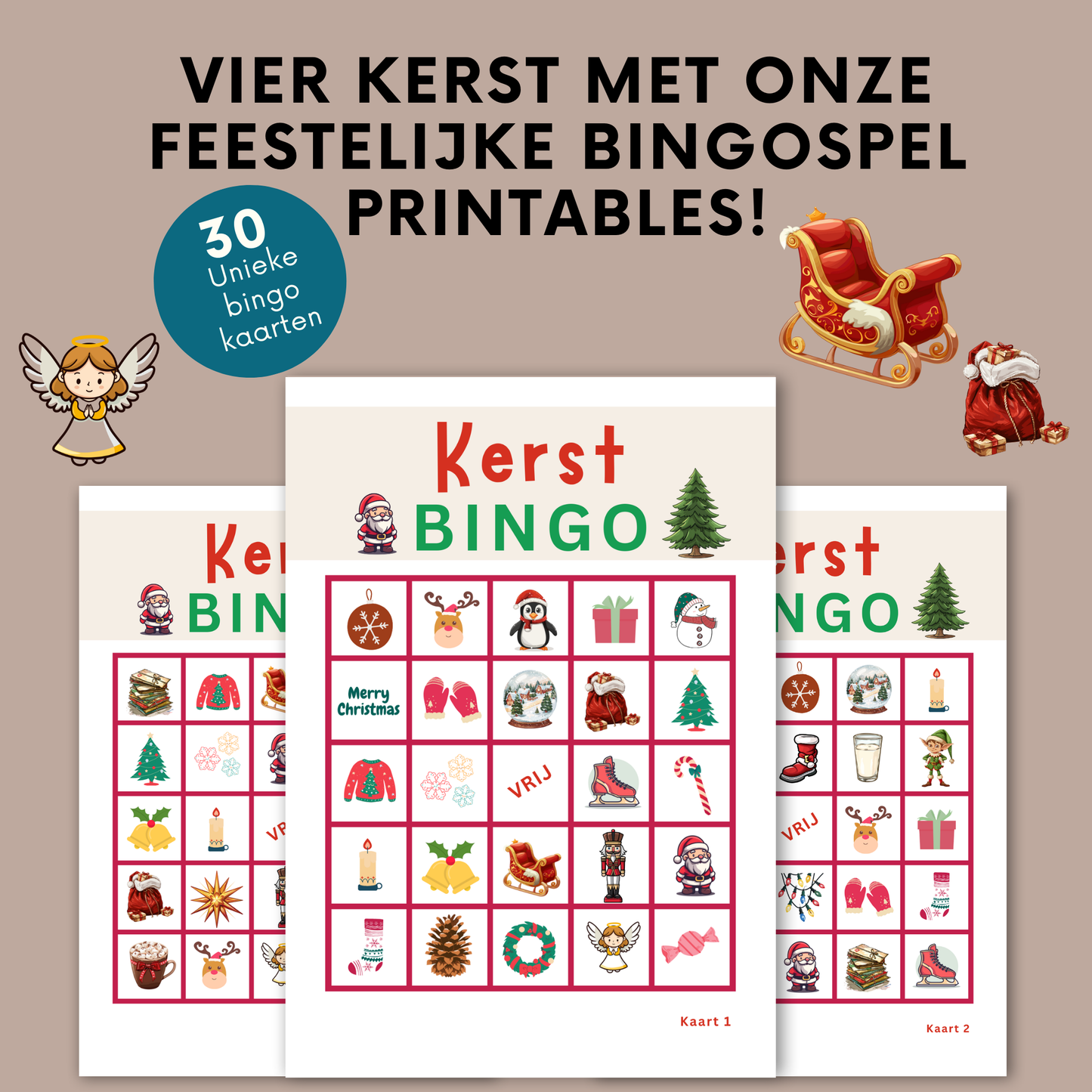 Kerstmis bingo: printbare kaarten of speel online met vrienden of familie