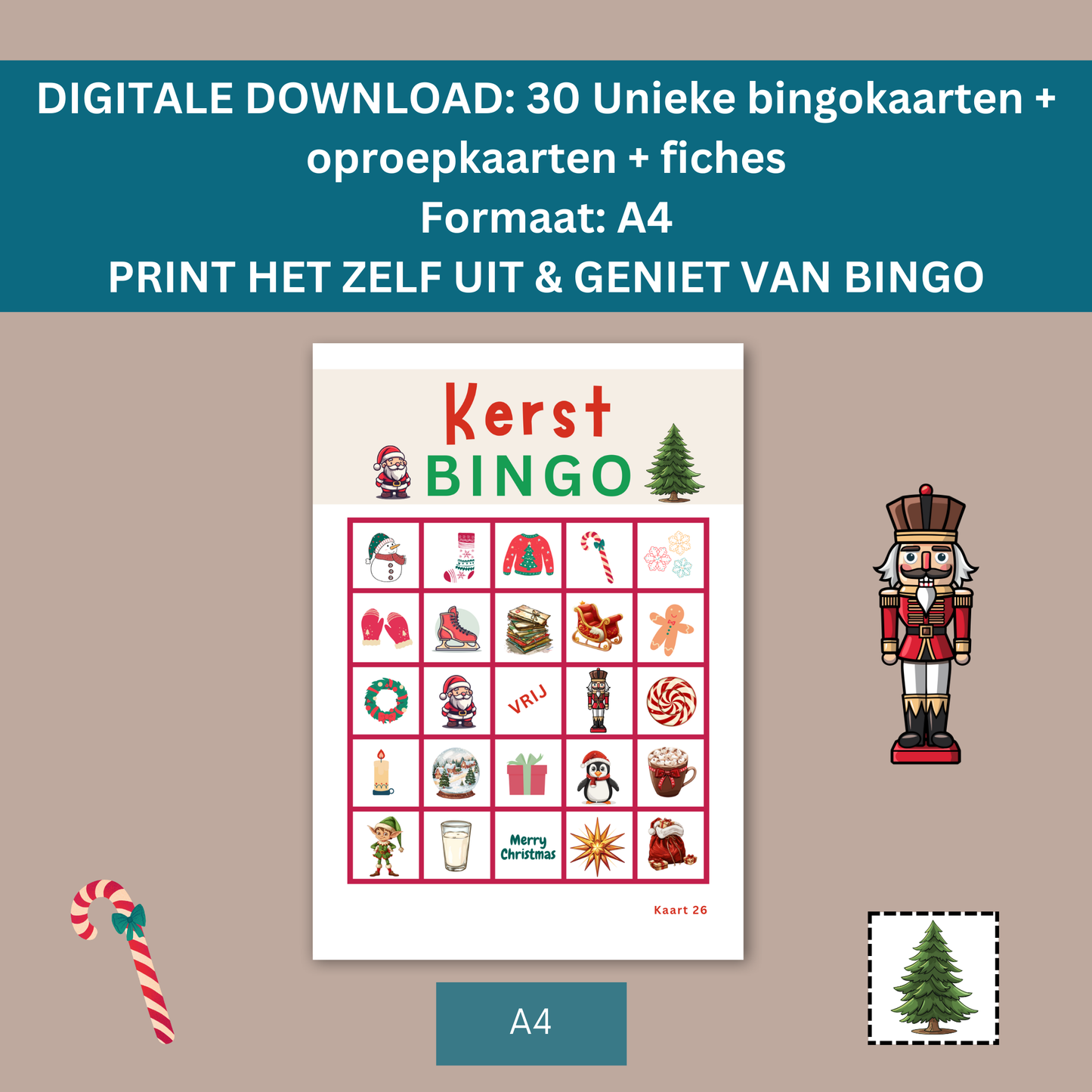Kerstmis bingo: printbare kaarten of speel online met vrienden of familie
