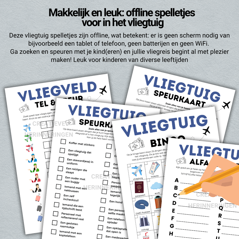 Educatieve vliegtuig spelletjes voor onderweg of op het vliegveld