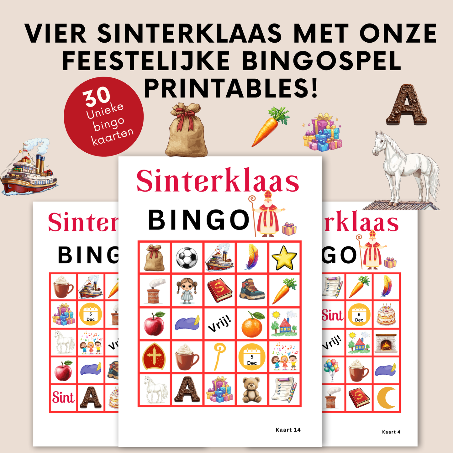 Sinterklaas spelletjes: Sinterklaas Bingo (digitale download)