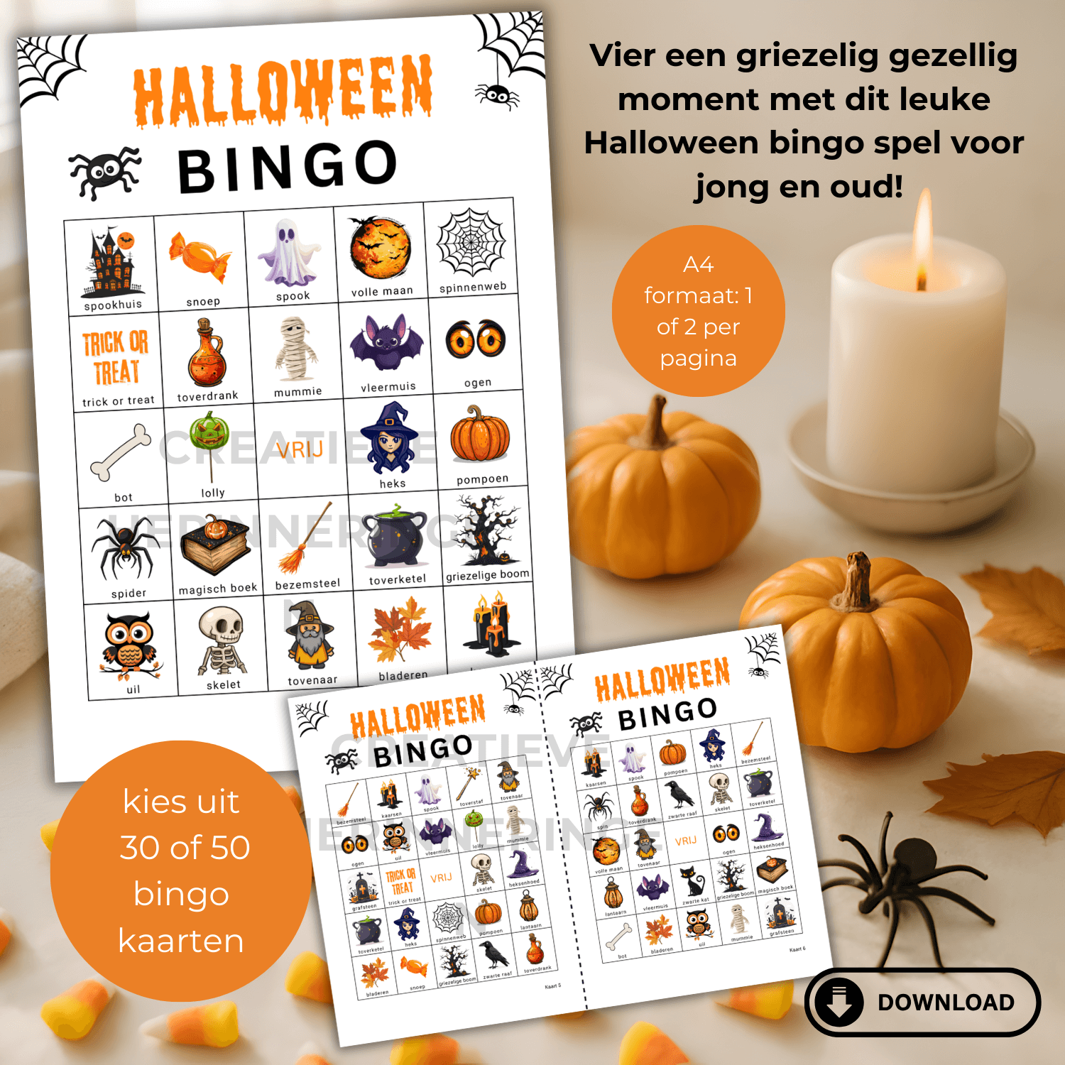 Halloween bingo ook leuk om Halloween met kinderen te vieren