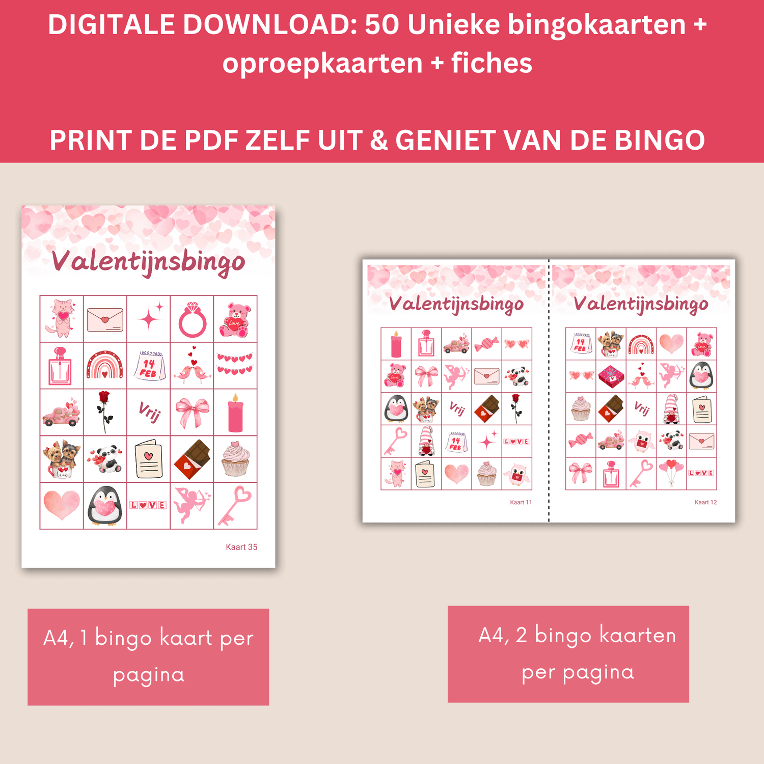 Digitale Valentijnsbingo: Perfect voor jong en oud, download de PDF met 50 kaarten