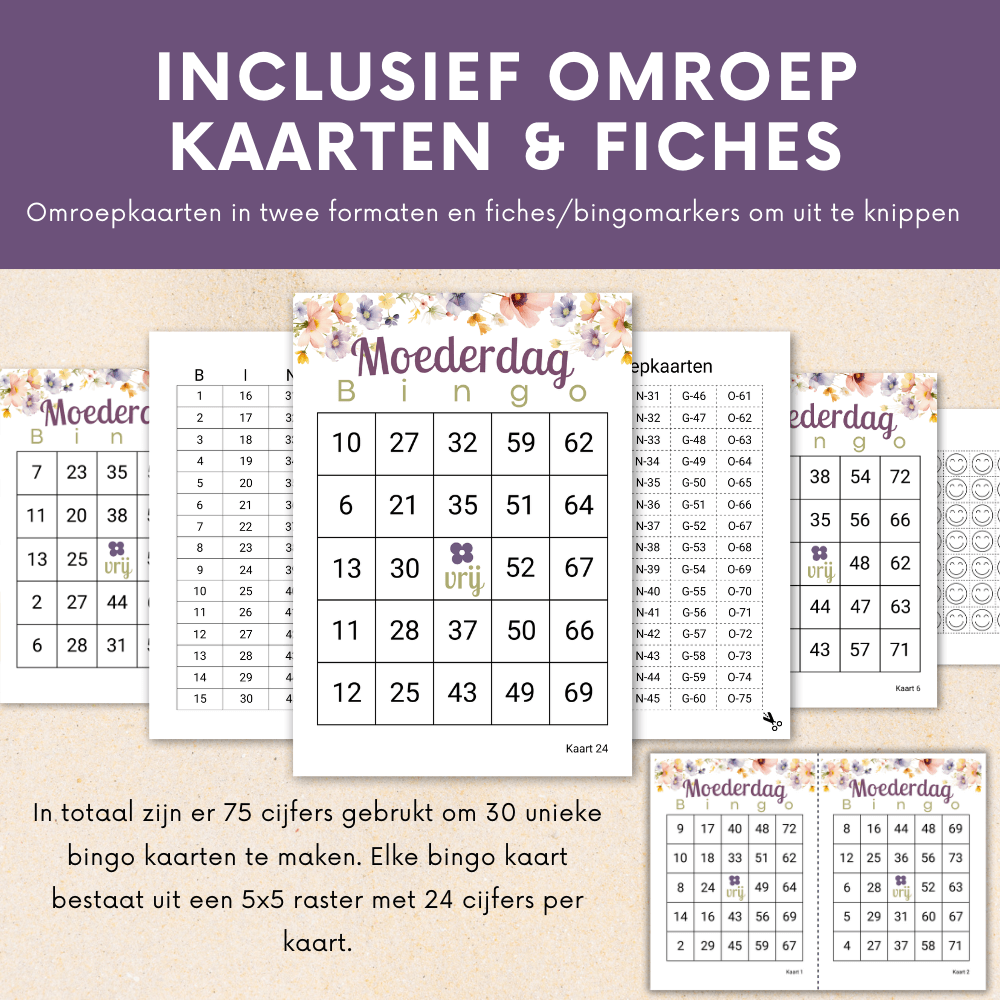 Leuke Moederdag spelletjes: bingo direct te downloaden.