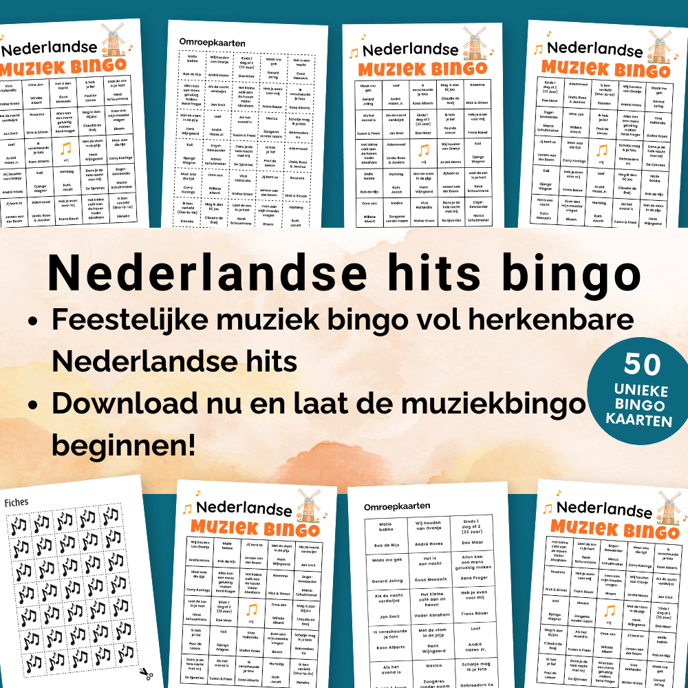 Nederlandstalige muziek bingo voor grote groepen tot 50 spelers