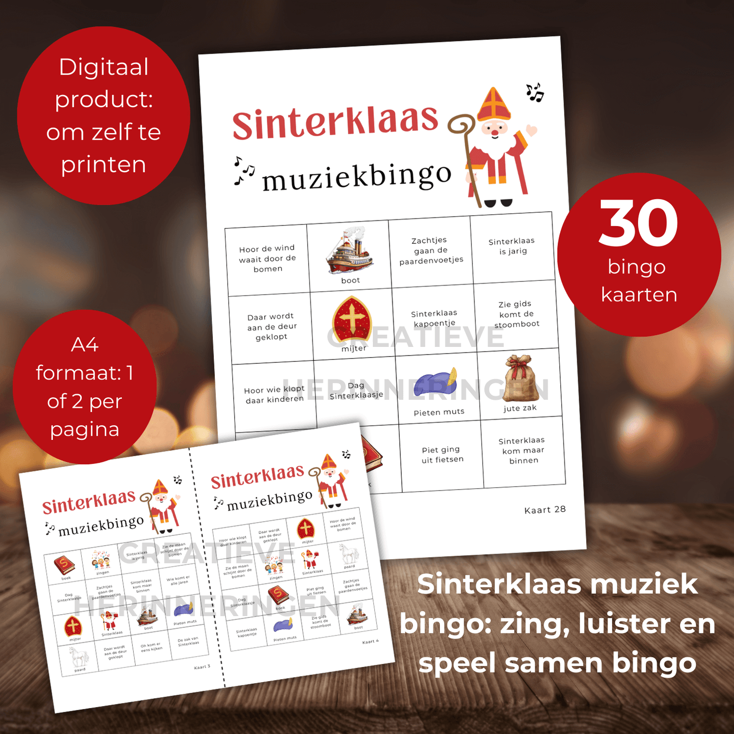 De leukste Sinterklaas muziek bingo met 30 unieke bingo kaarten
