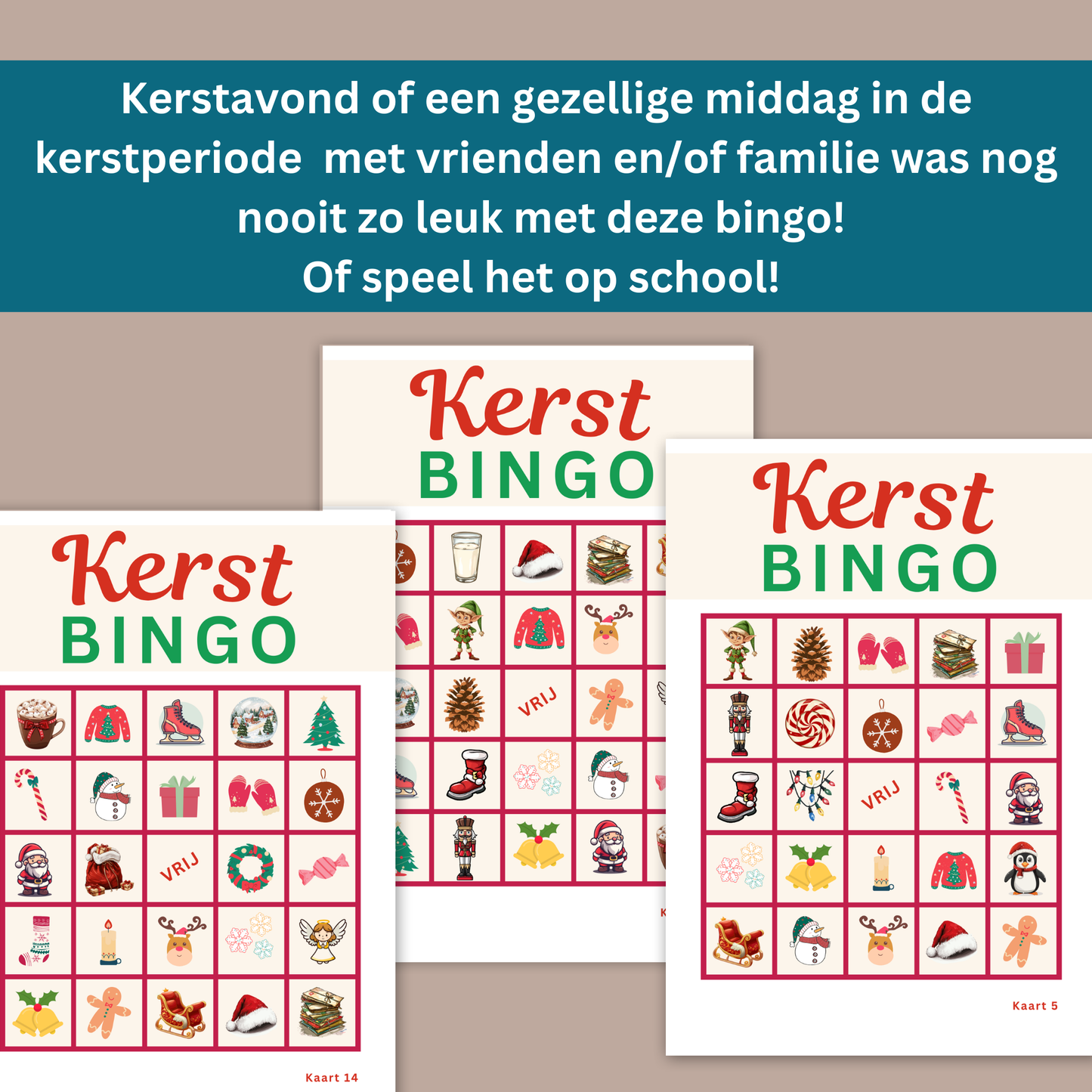 Kerstbingo, om online bingo te spelen of kerstbingo kaarten printen (PDF)