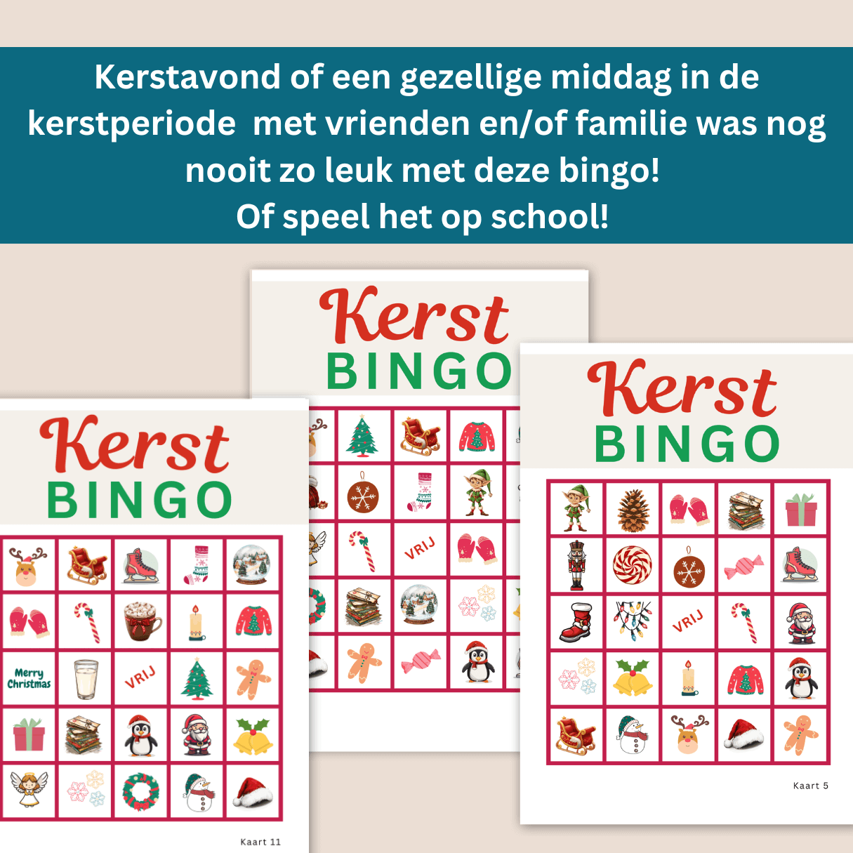 Kerstbingo kaarten om te downloaden en printen als pdf, leuke online bingo game